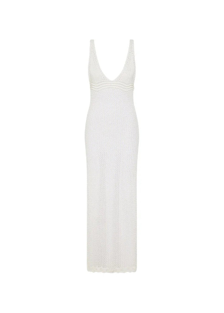 Crochet V Neck Maxi Dress | Ivory