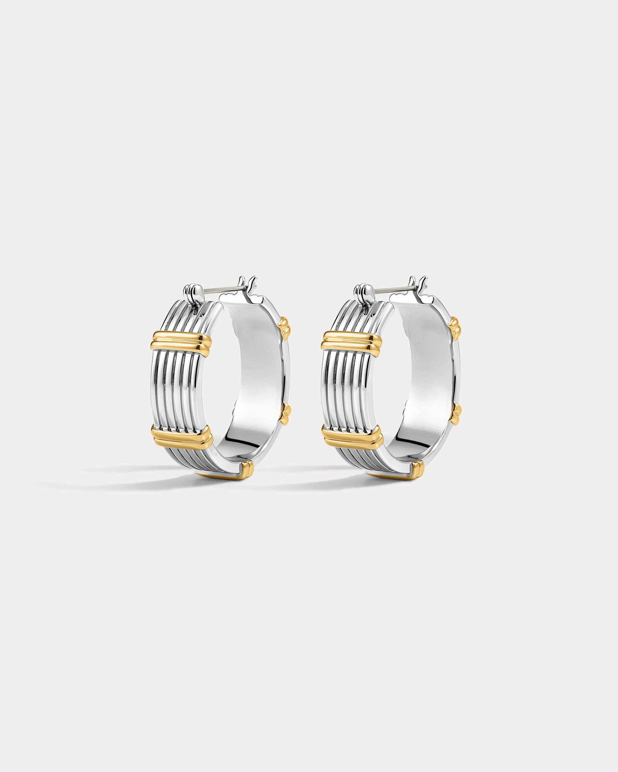 The Two-Tone Sierra Bar Hoops | Silver