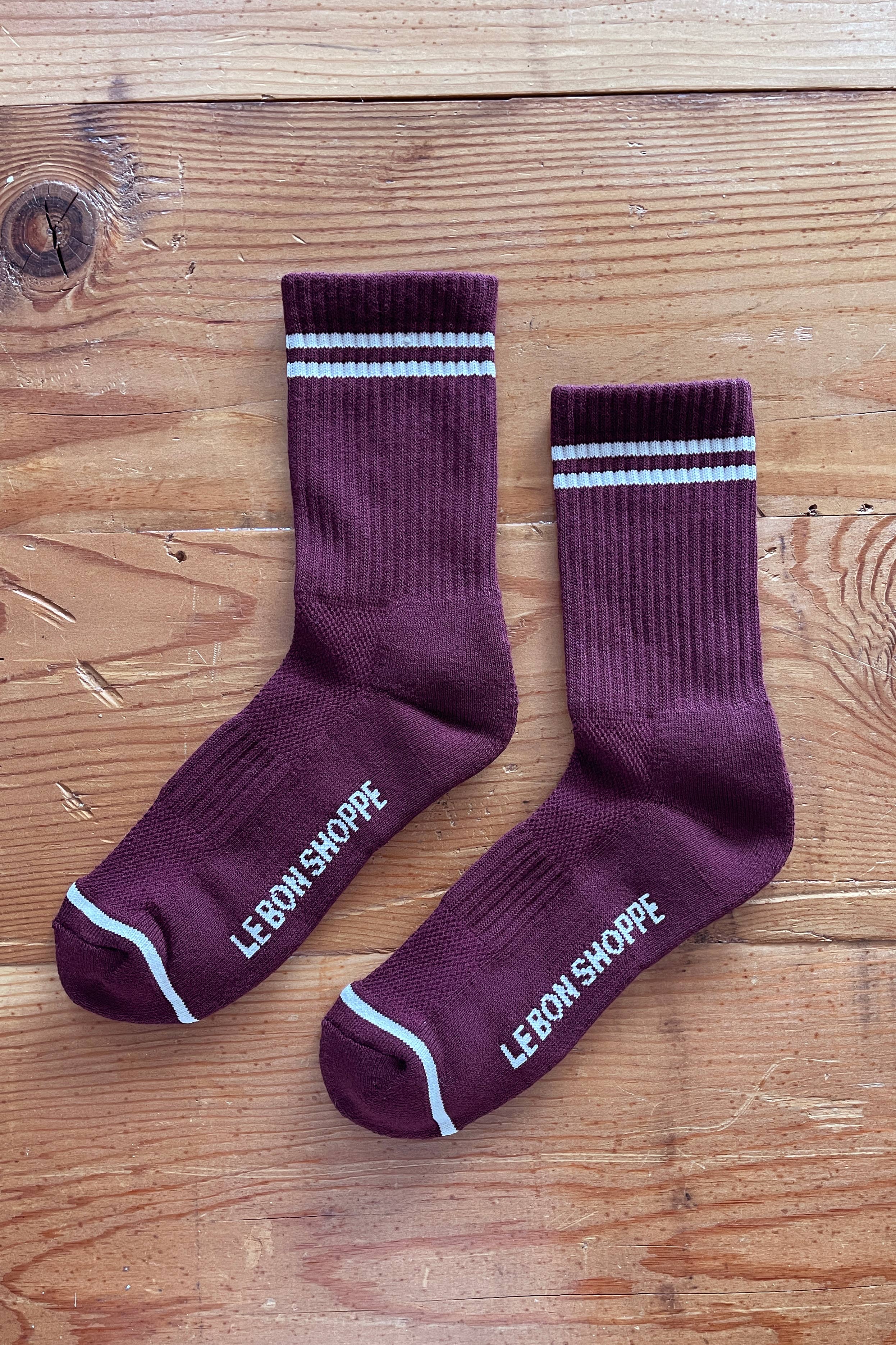 Boyfriend Socks in Maroon