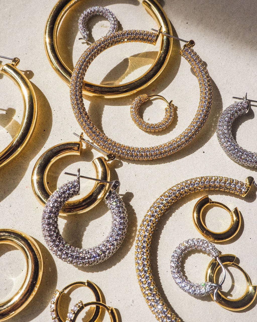 Pave Baby Amalfi Hoops | Gold