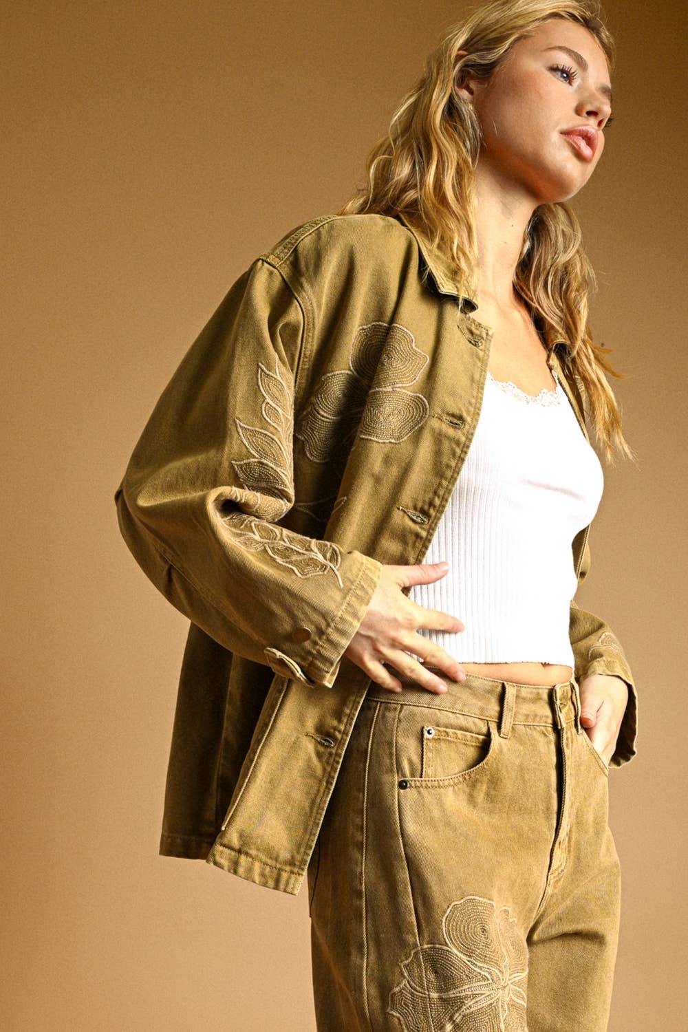 Oversized Embroidered Peony Jacket