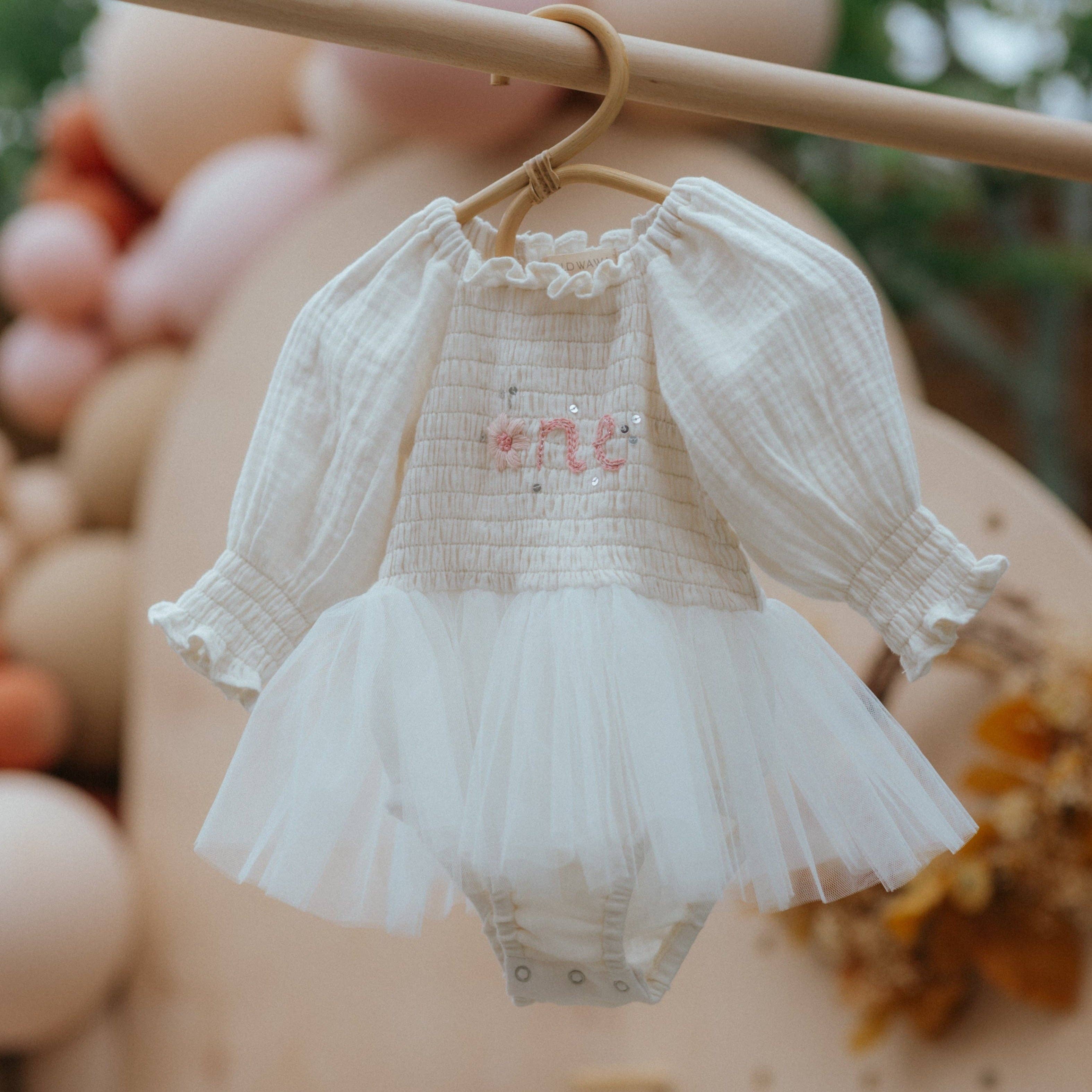'One' Long Sleeve Tutu | Ivory