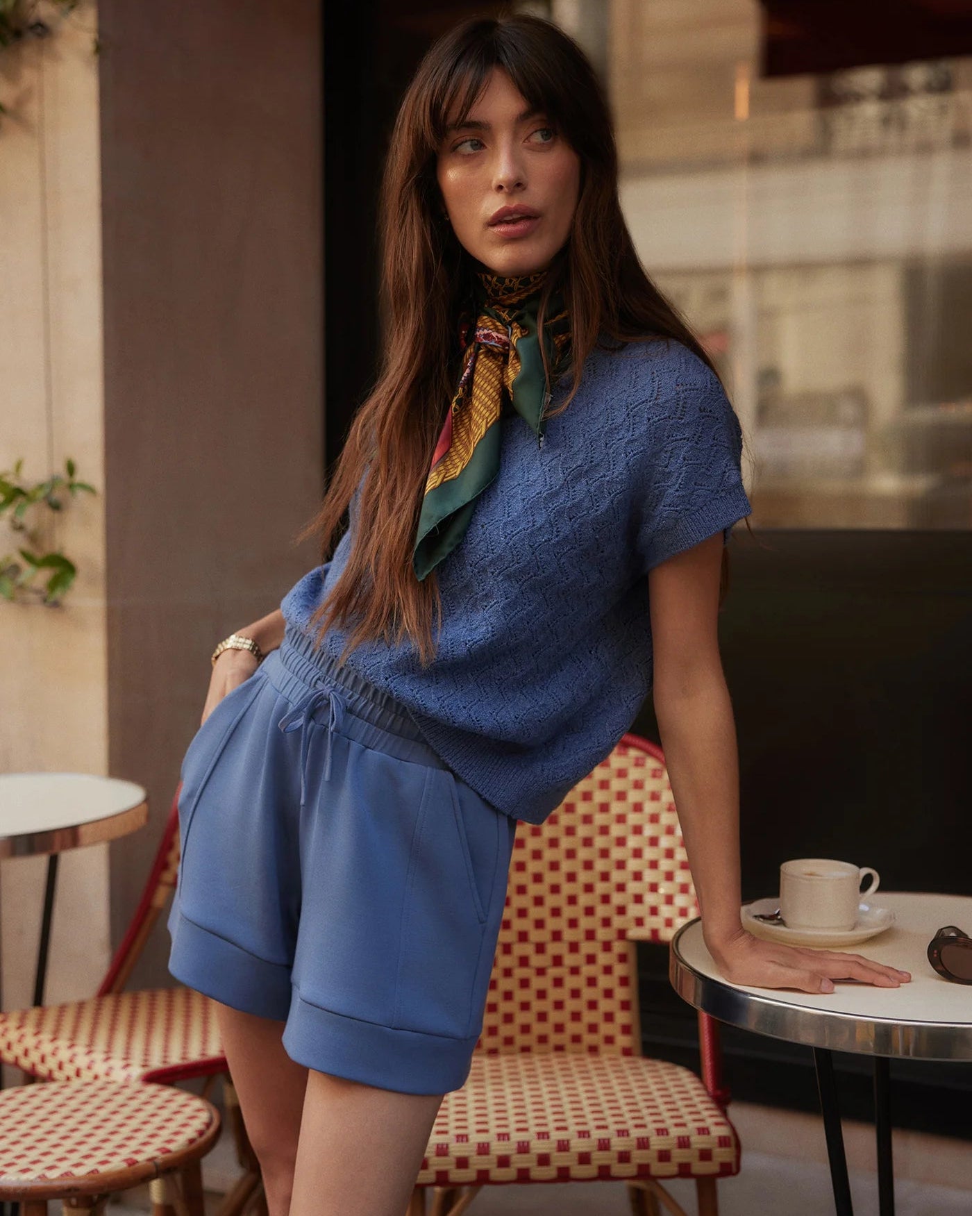 Manae Pointelle Knit Top | Bijou Blue