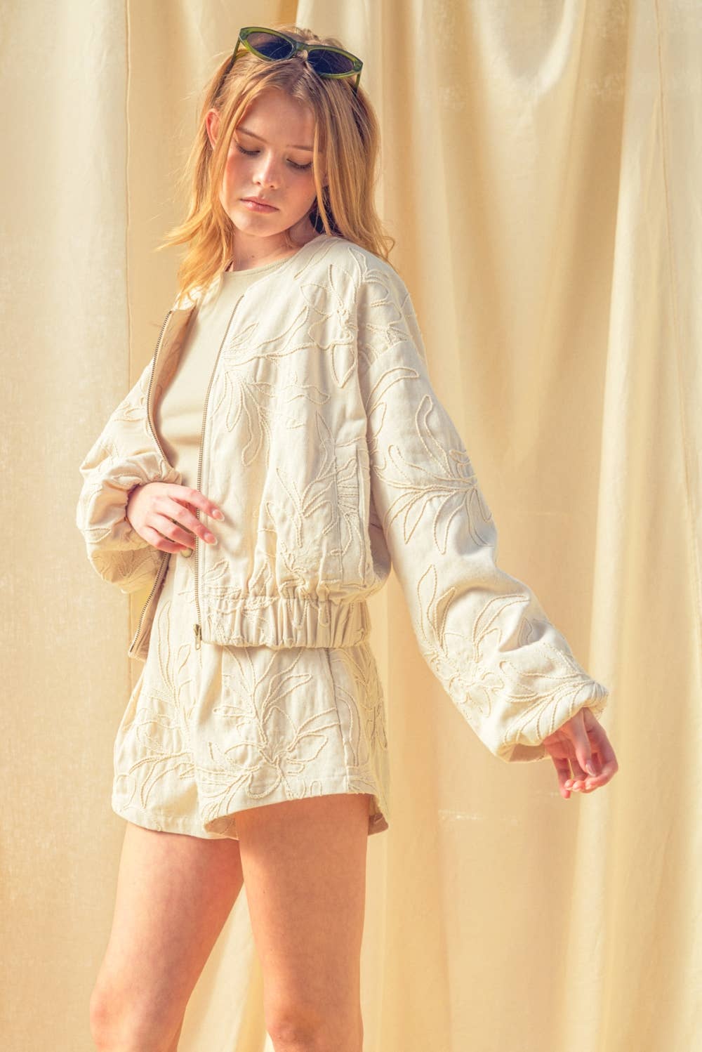 Violet Jacquard Bomber Jacket