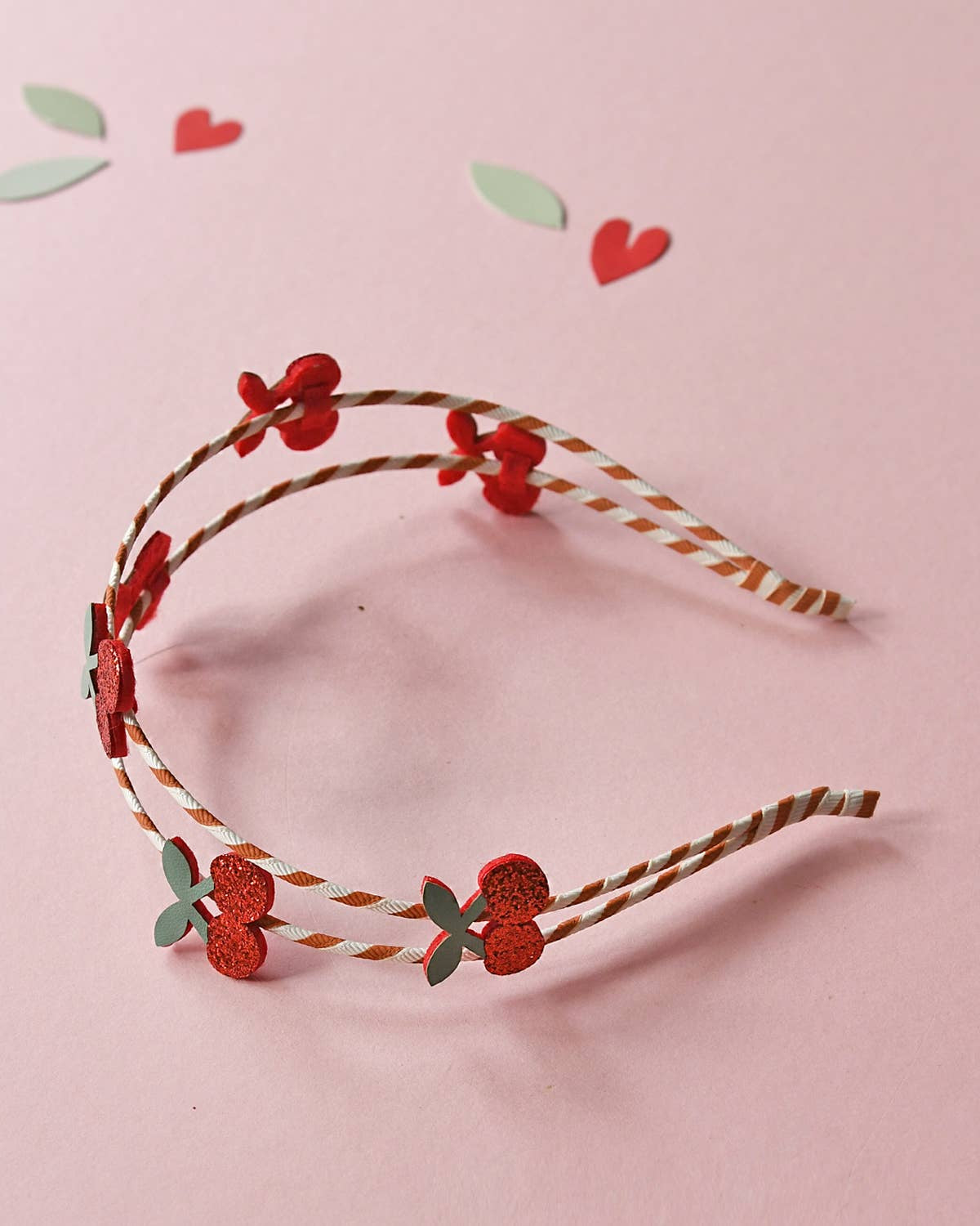 Stripy Cherry Double Headband