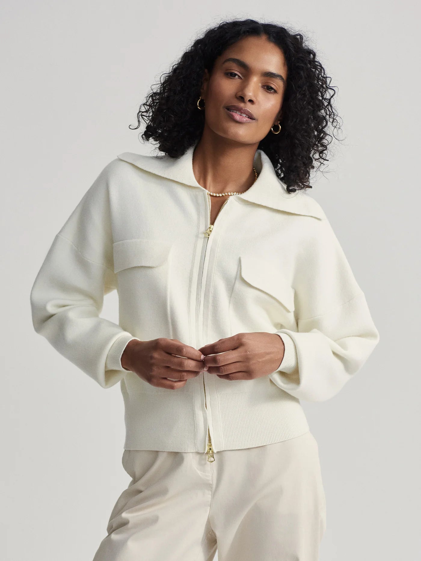 Felise Relaxed Knit Jacket | Egret