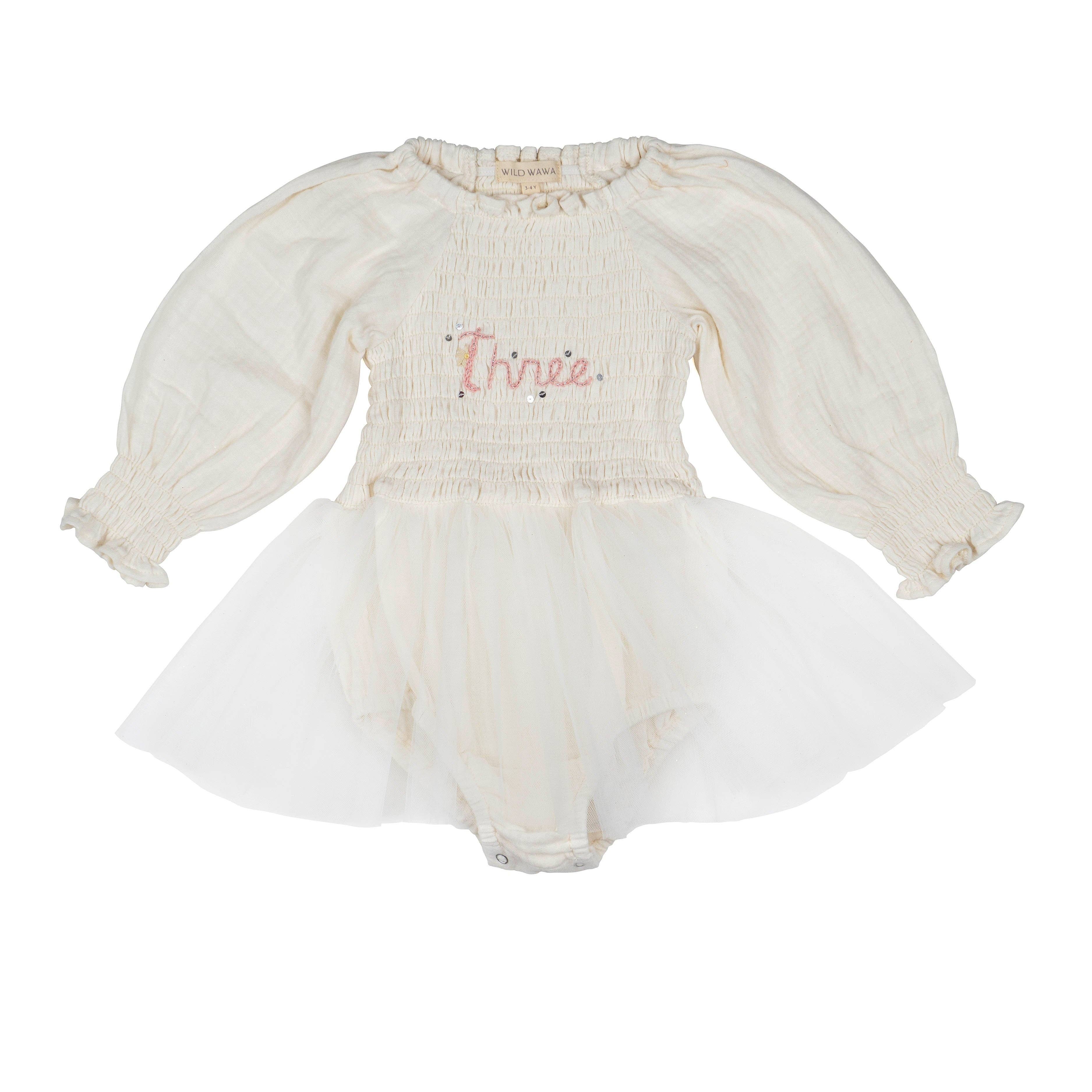 'Three' Long Sleeve Tutu | Ivory