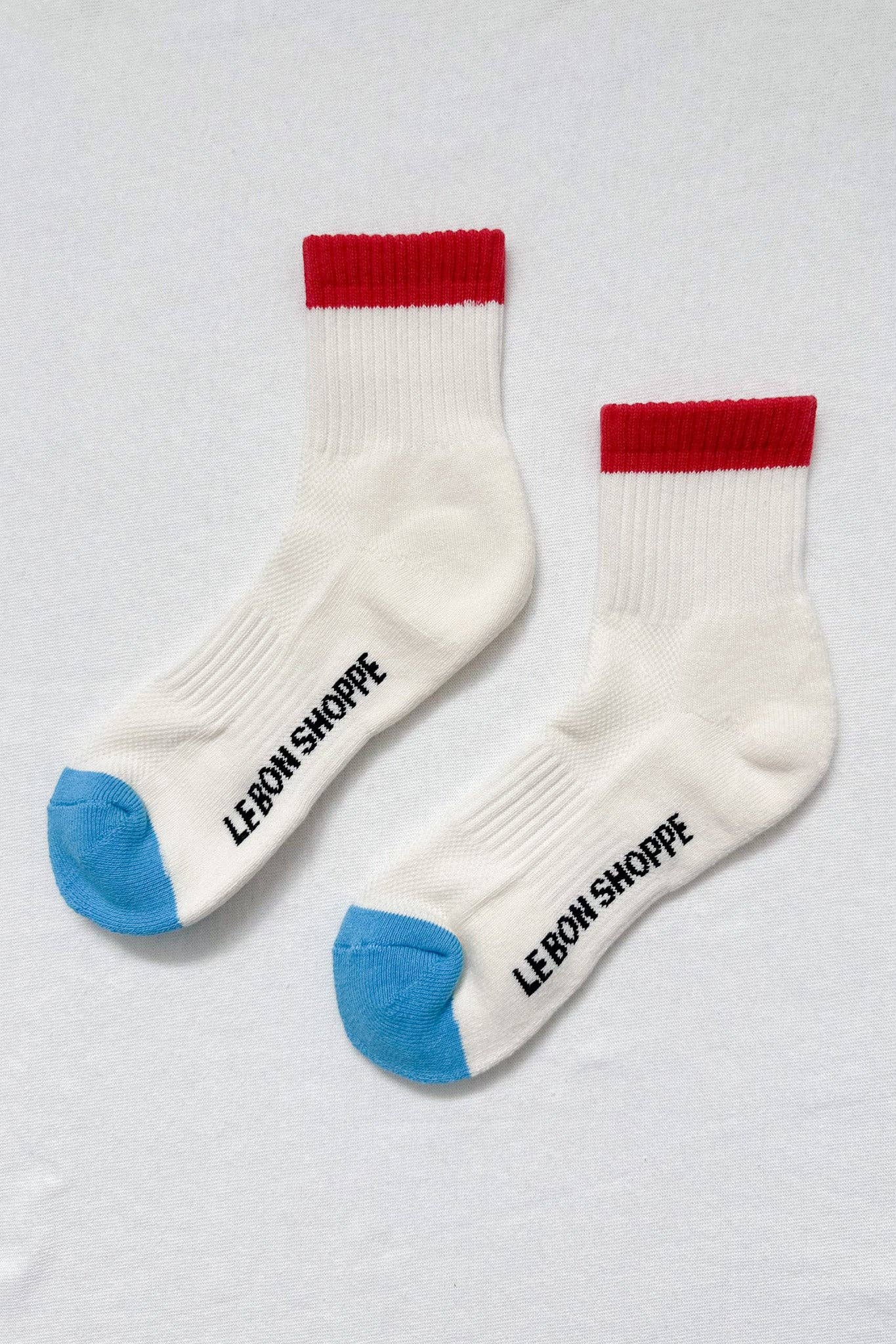 Color Block Girlfriend Socks in Blue Red