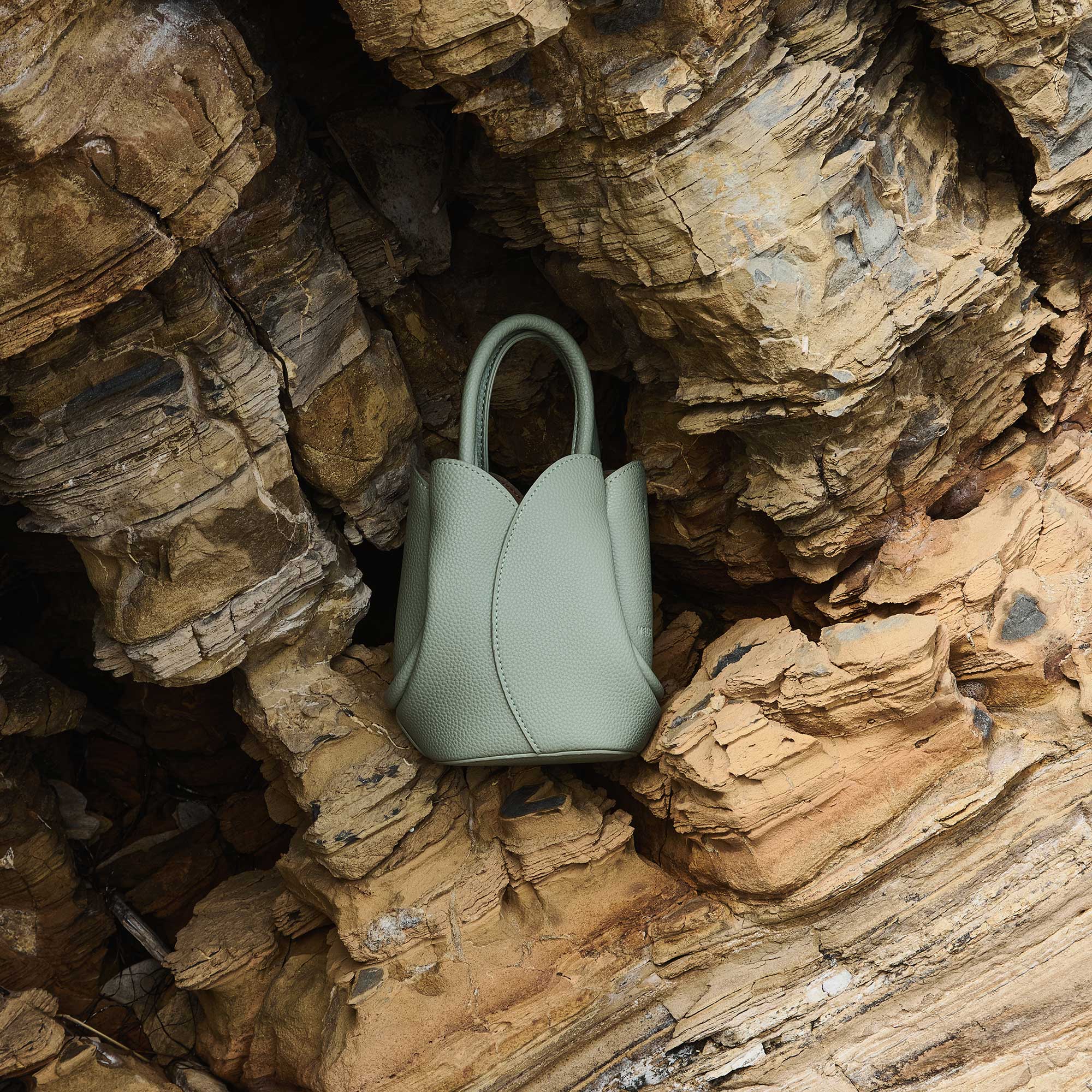 Tulip Mini Bone Recycled Vegan Leather Top Handle Bag