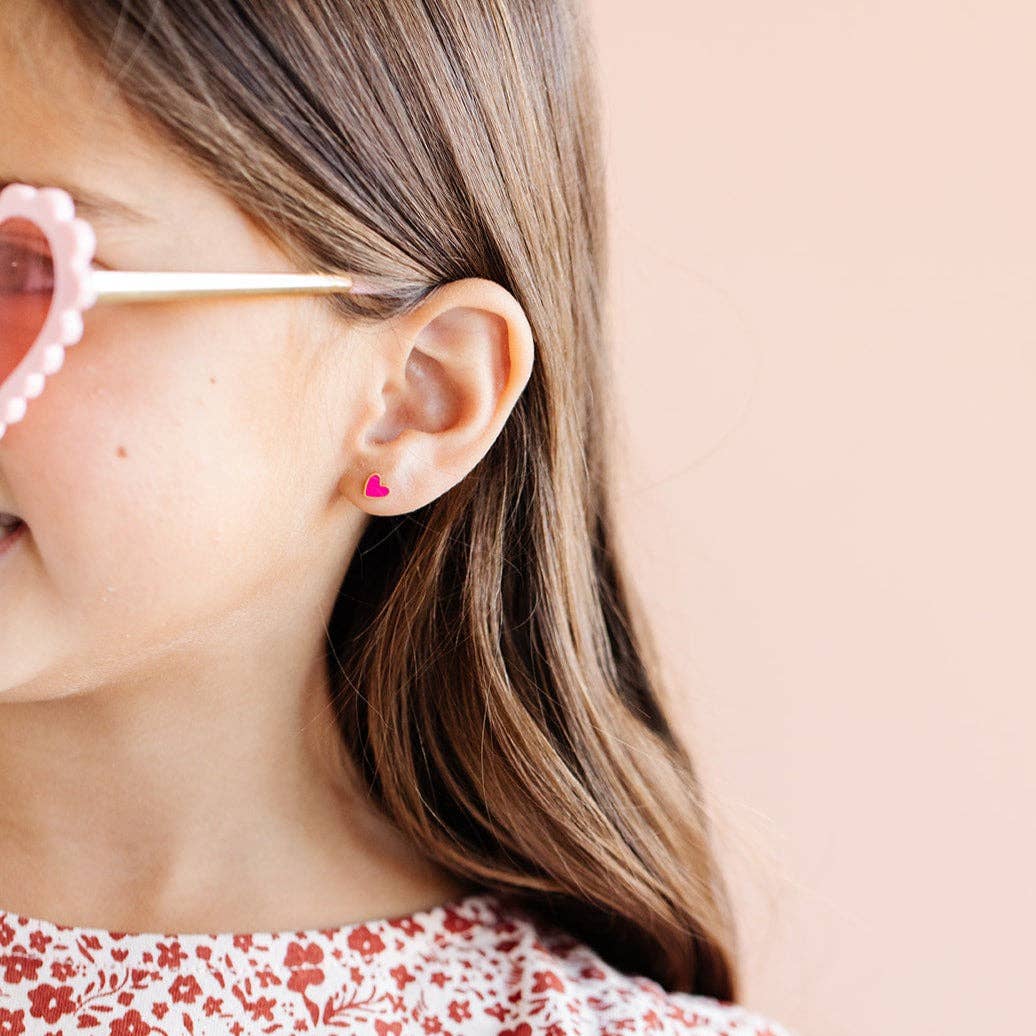 Pink Neon Heart Studs
