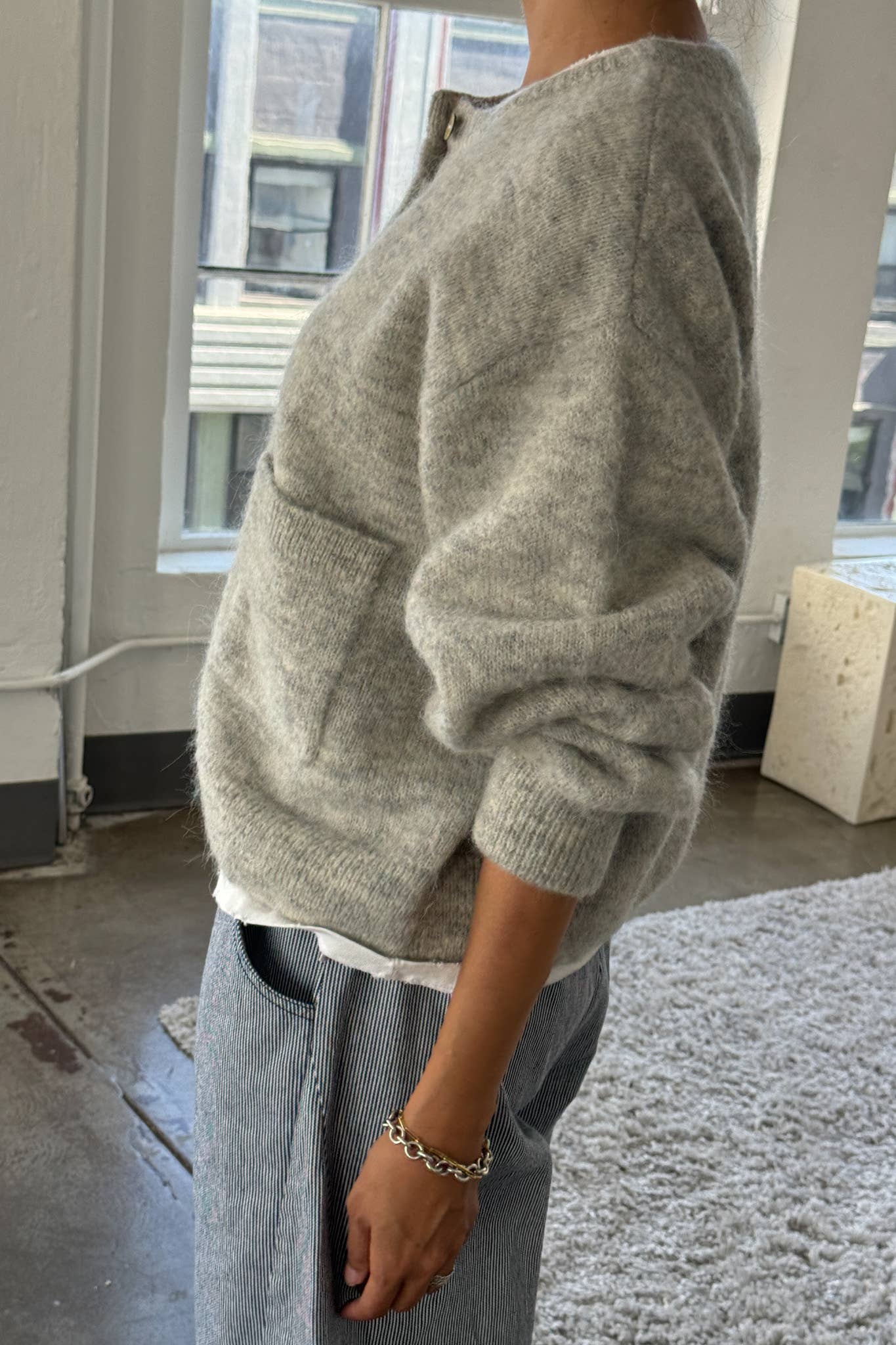 Amélie Alpaca Cardigan | Light Grey