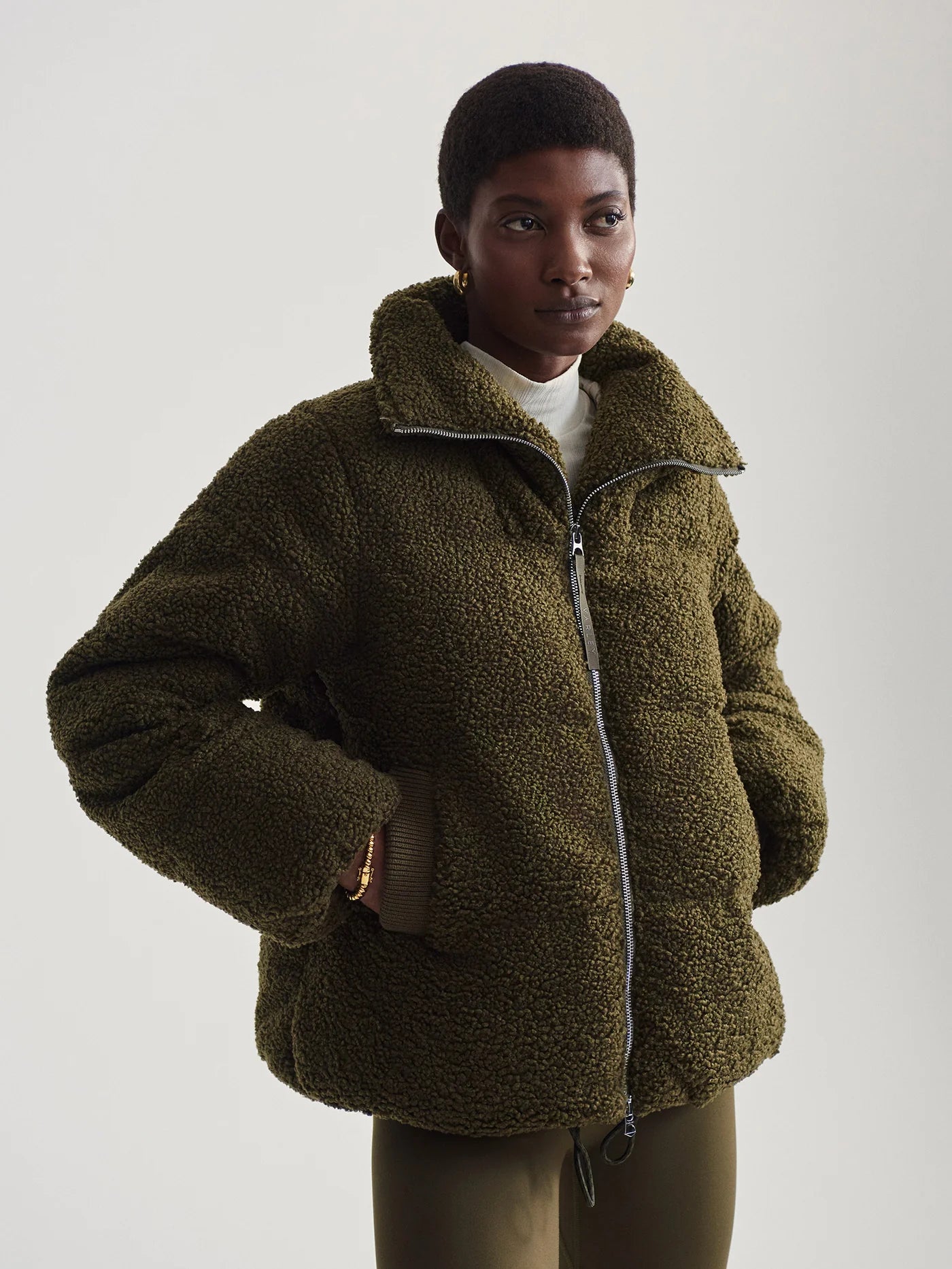 Wilkins Sherpa Puffer Jacket Dark Olive – Moonpenny