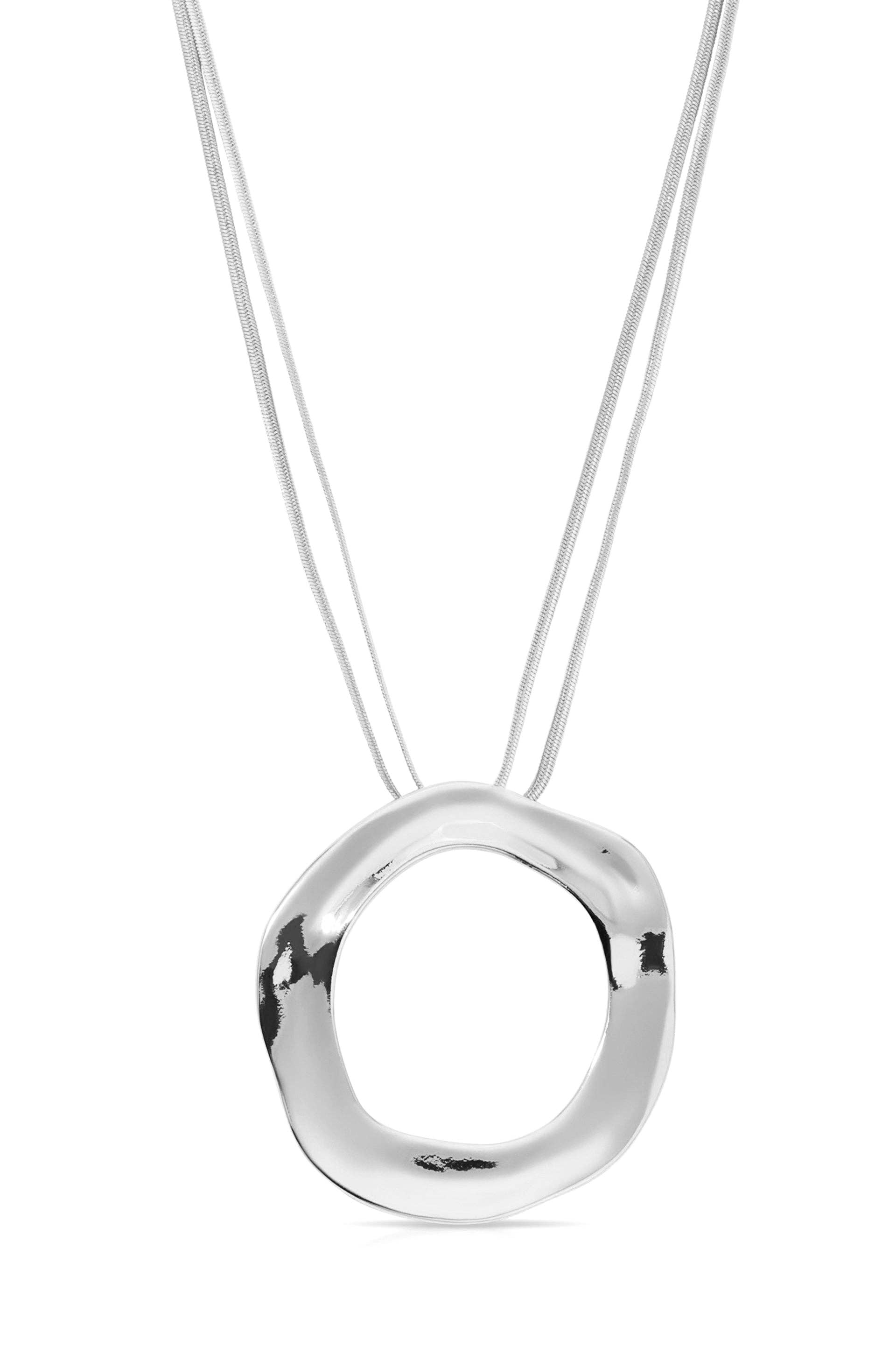 Open Circle Statement Necklace | Silver