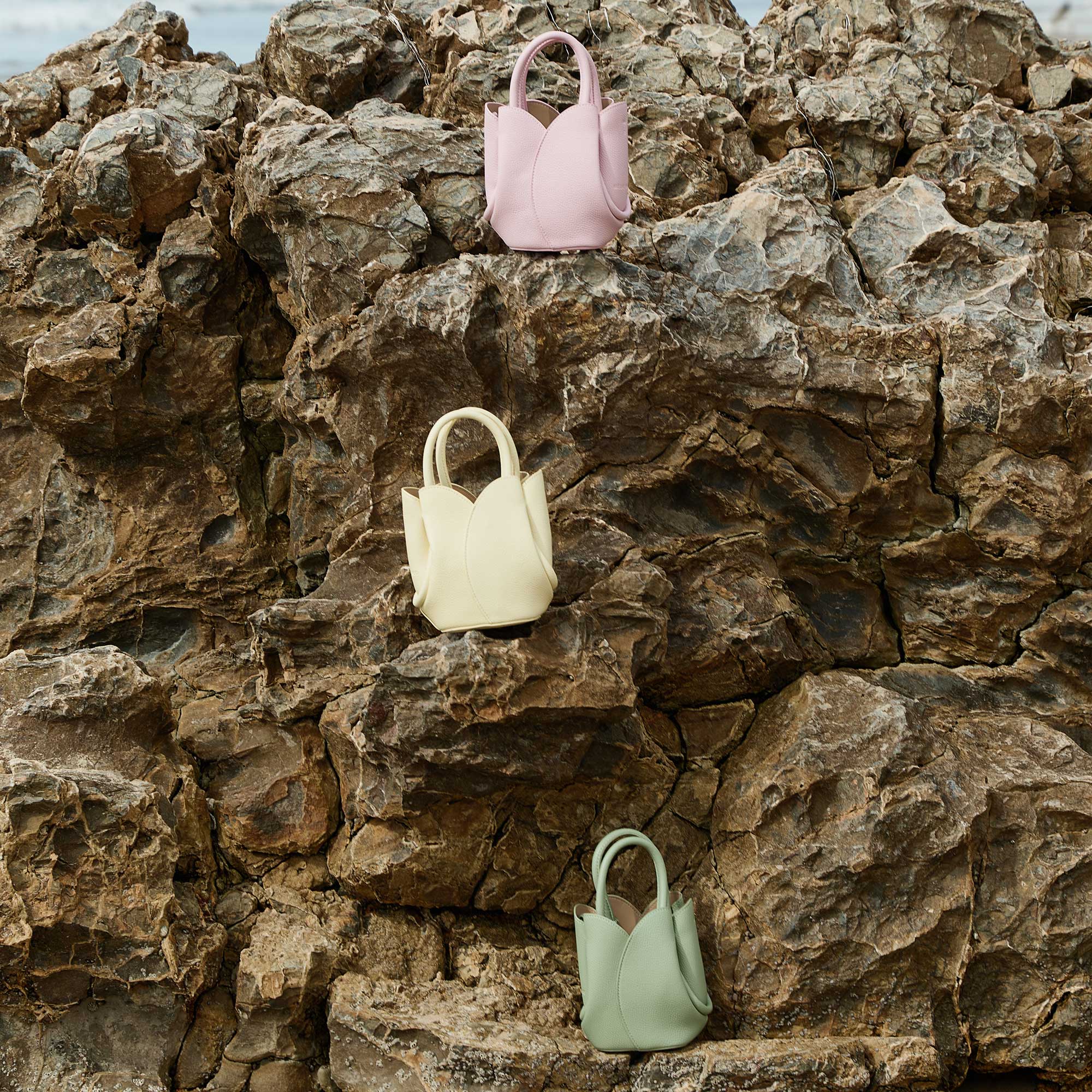 Tulip Mini Bone Recycled Vegan Leather Top Handle Bag