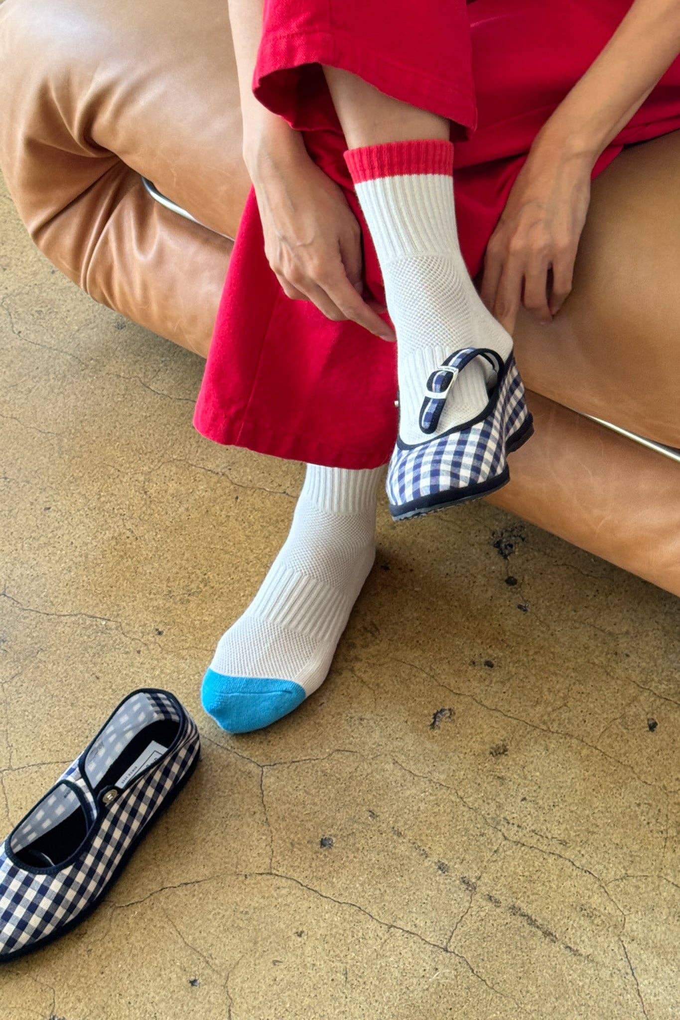 Color Block Girlfriend Socks in Blue Red