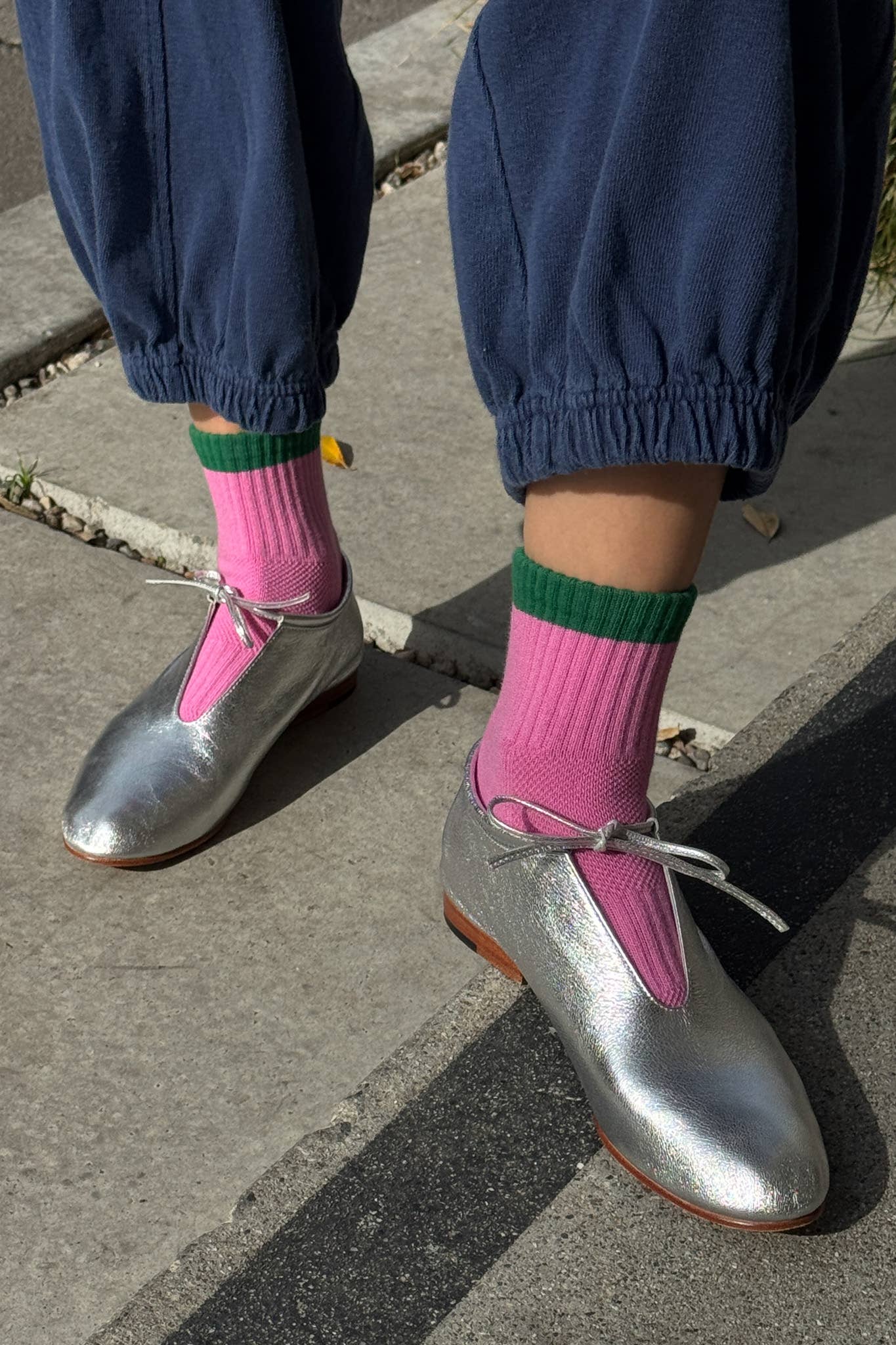 Color Block Girlfriend Socks in Blue Red