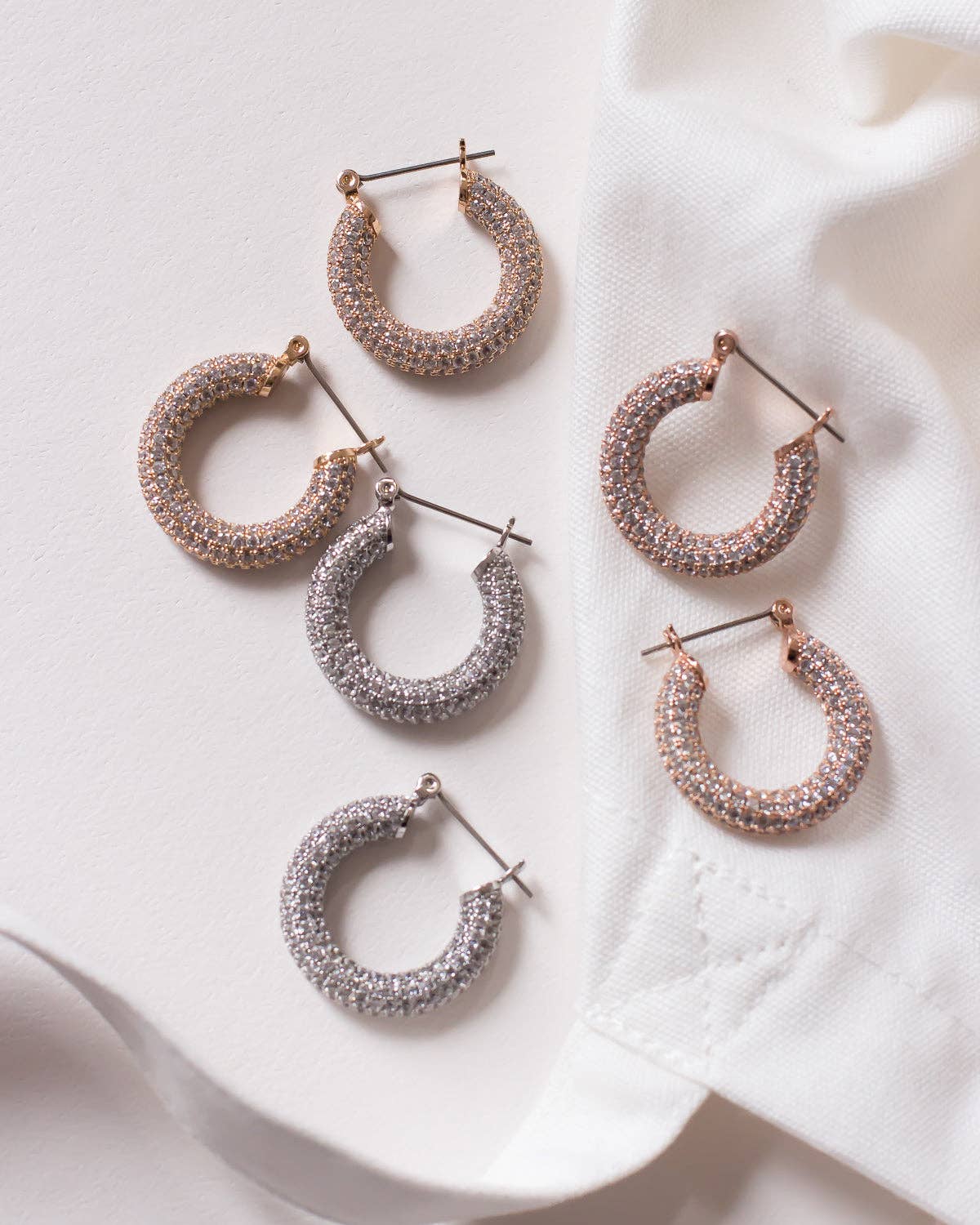 Pave Baby Amalfi Hoops | Gold