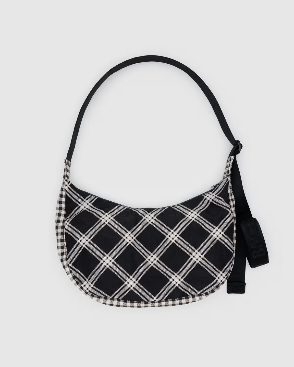 Medium Nylon Crescent Bag | Mixed Plaid