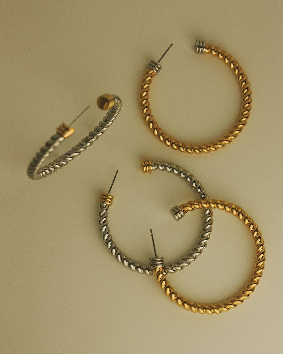 The XL Sierra Rope Hoops | Silver with Gold