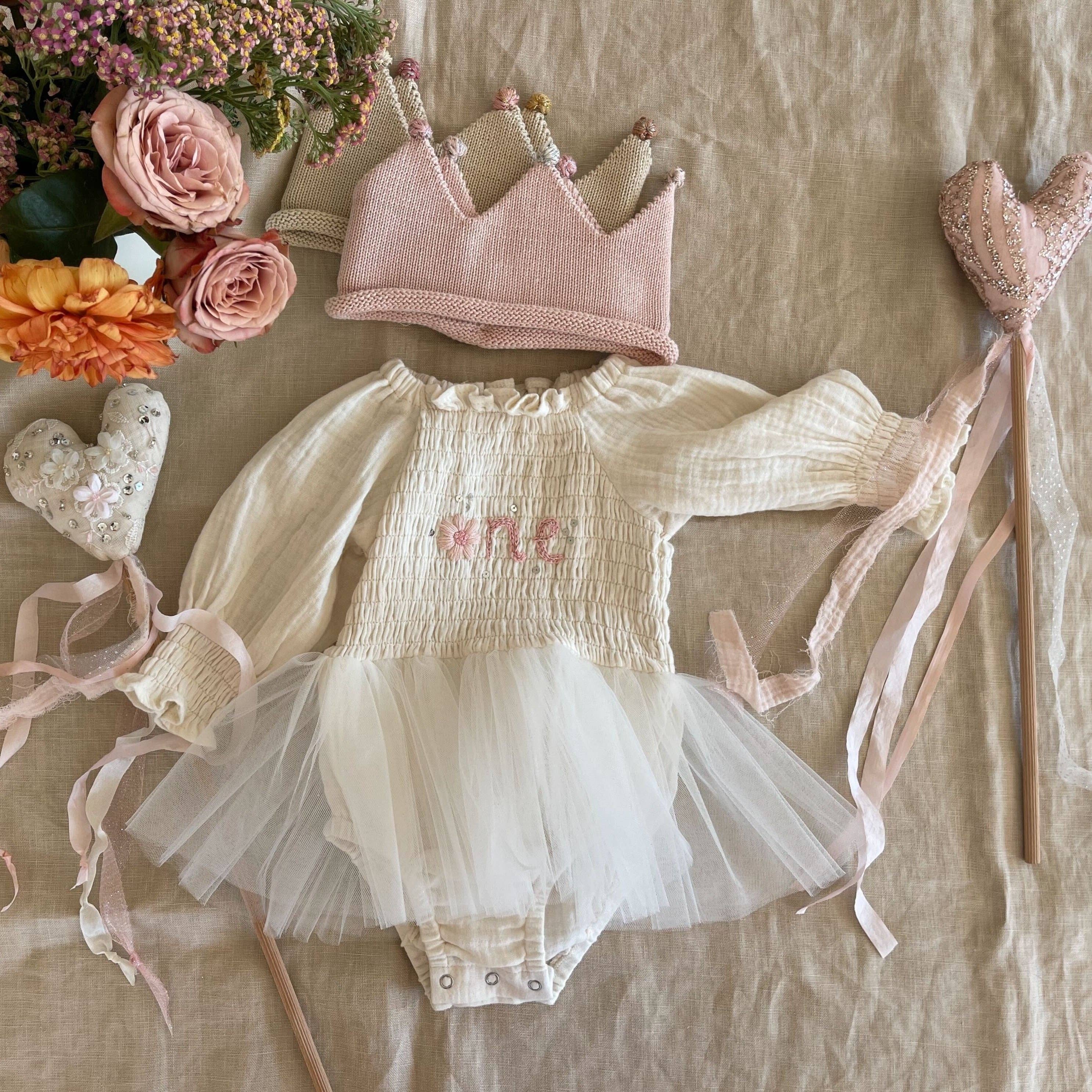 'One' Long Sleeve Tutu | Ivory