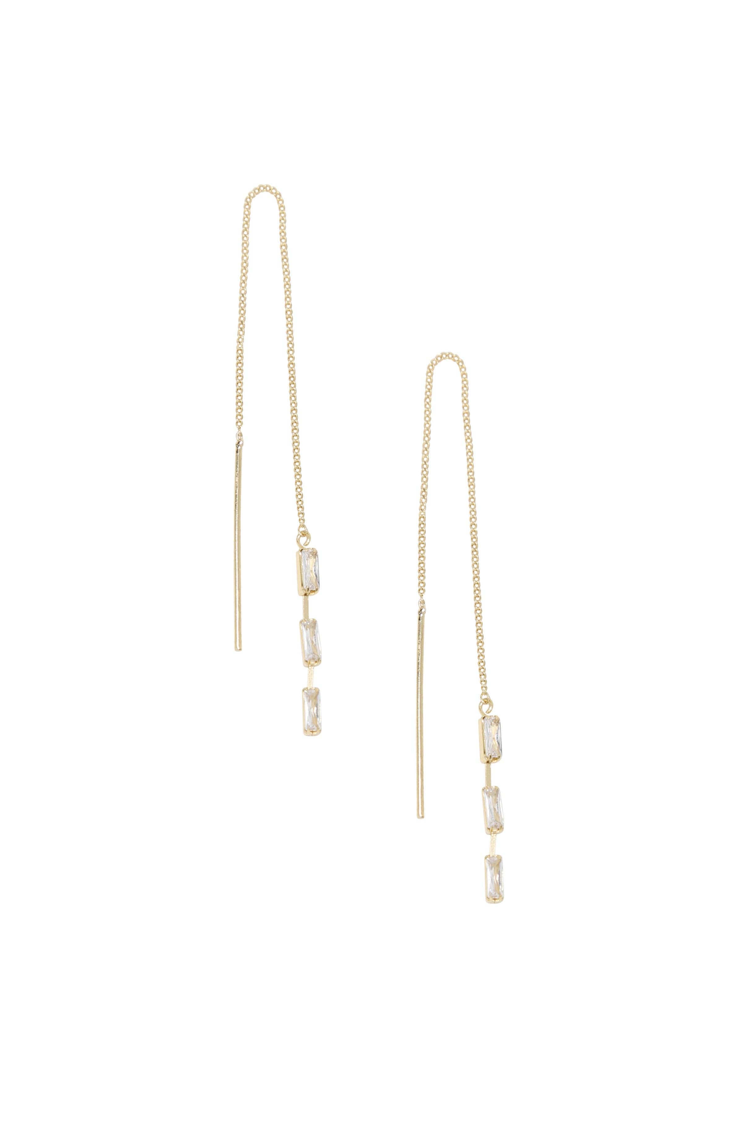 Crystal Baguette Threader Earrings