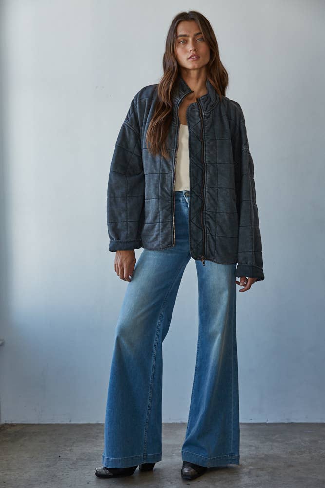 Washed Quilted Knit Jacket
