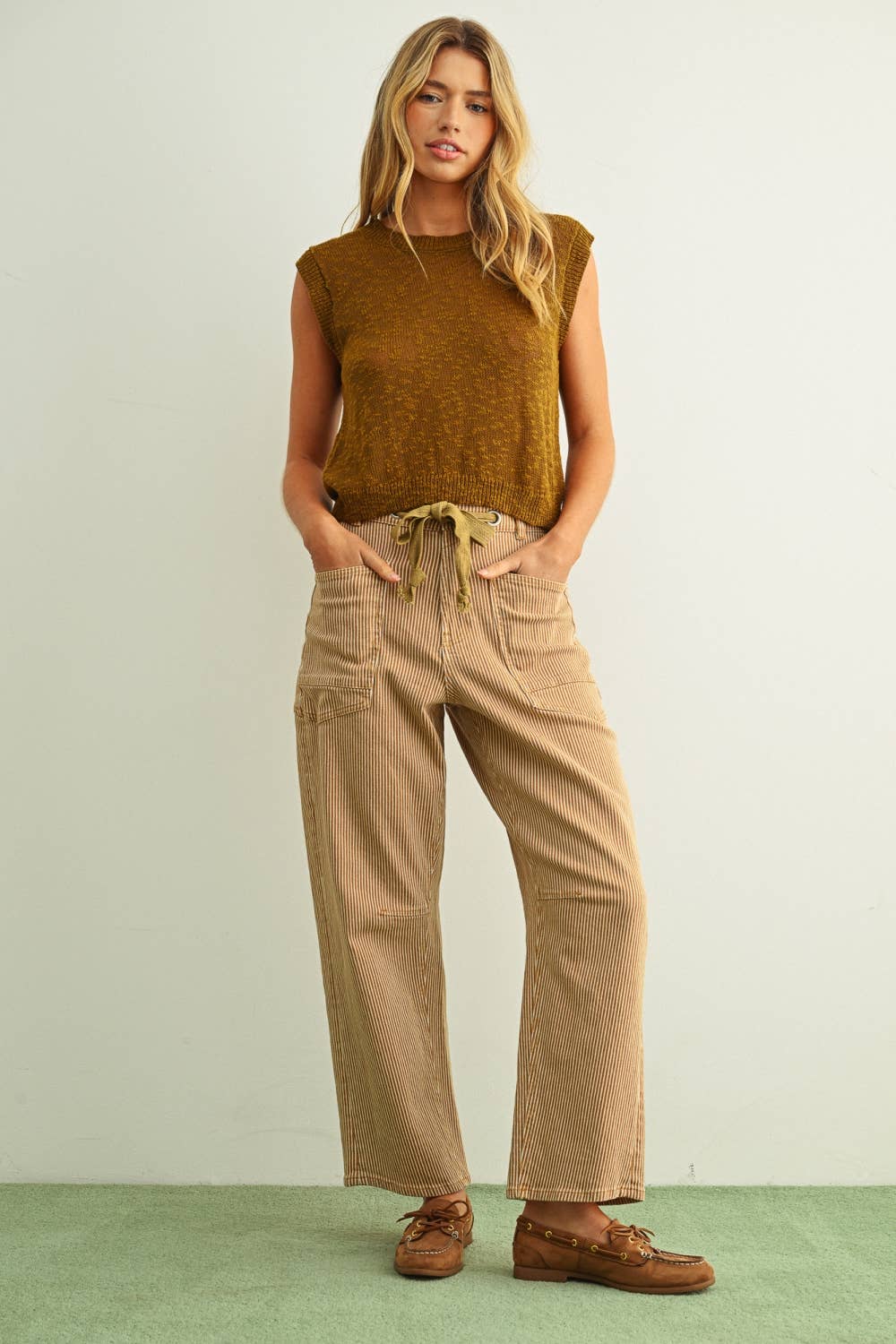 Striped Coastal Barrel Pants