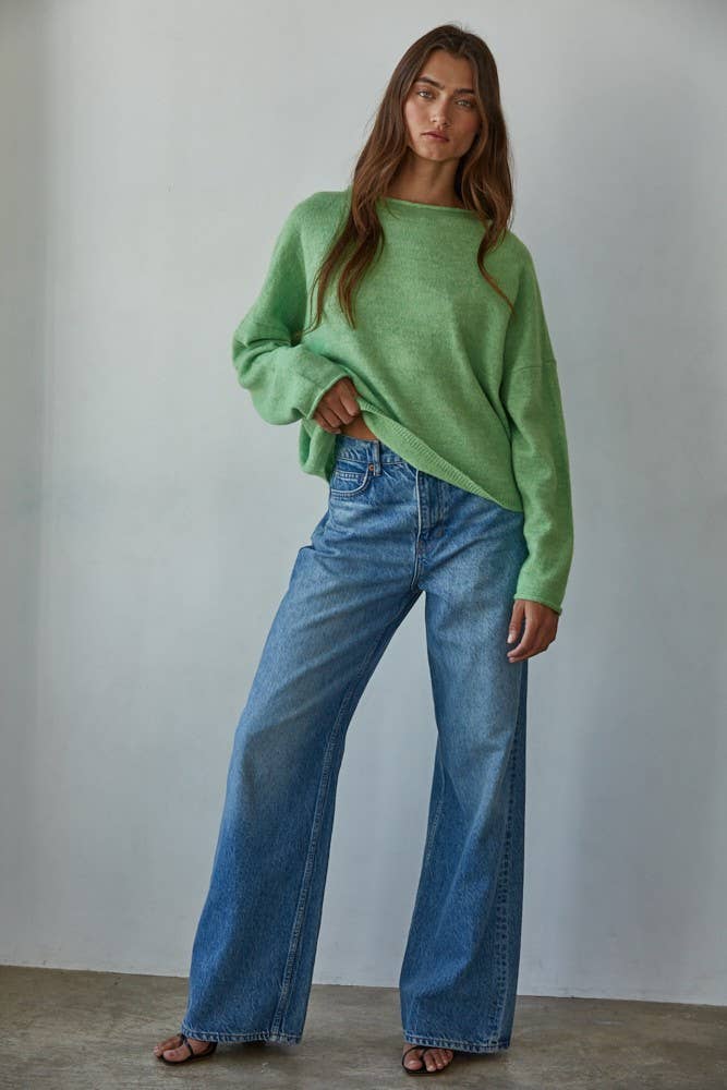 Rolled Edge Knit Sweater