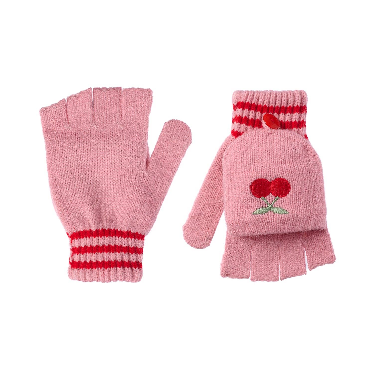 Cheerful Cherry Knitted Gloves | 3-6 Years