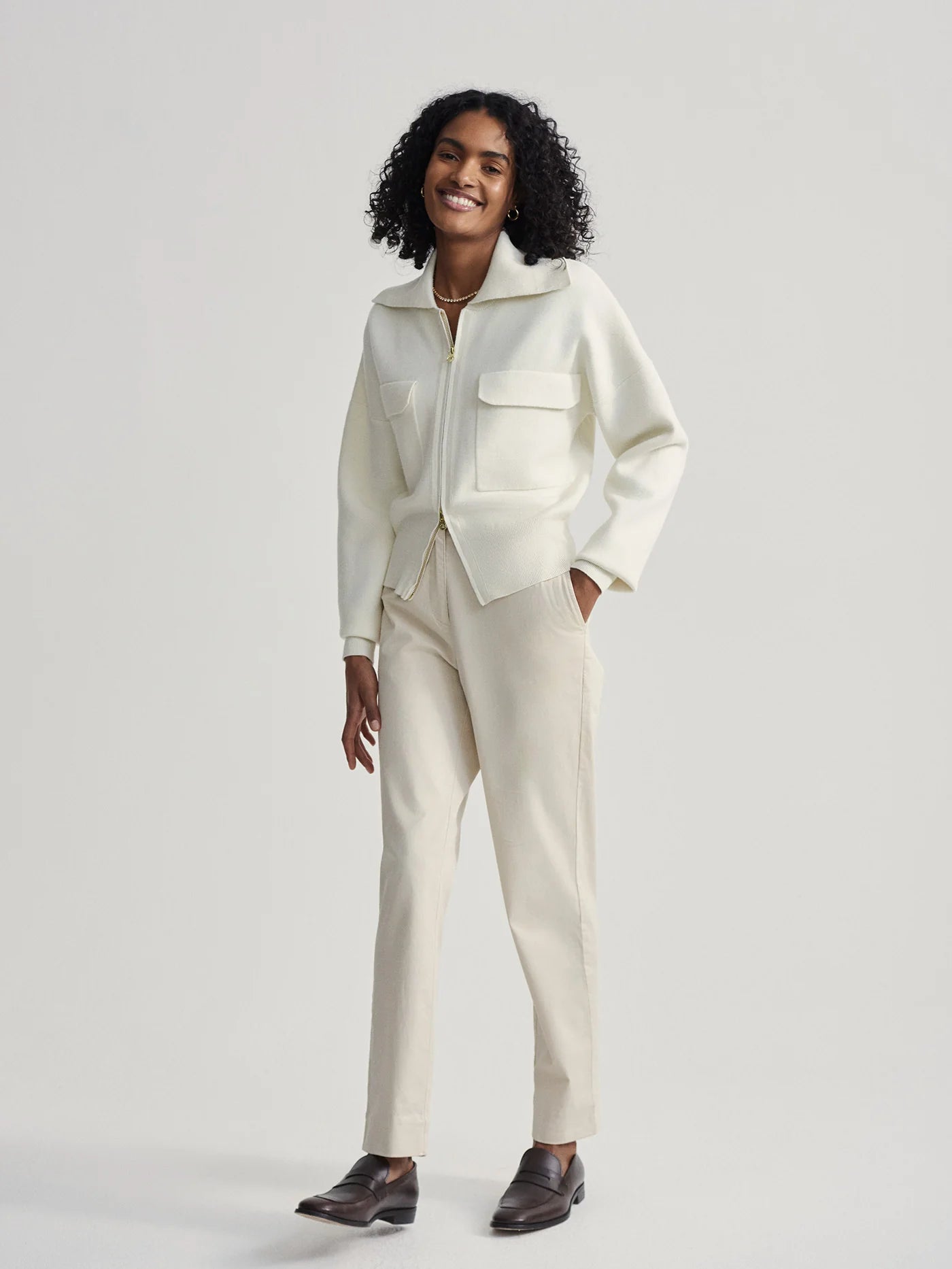 Felise Relaxed Knit Jacket | Egret