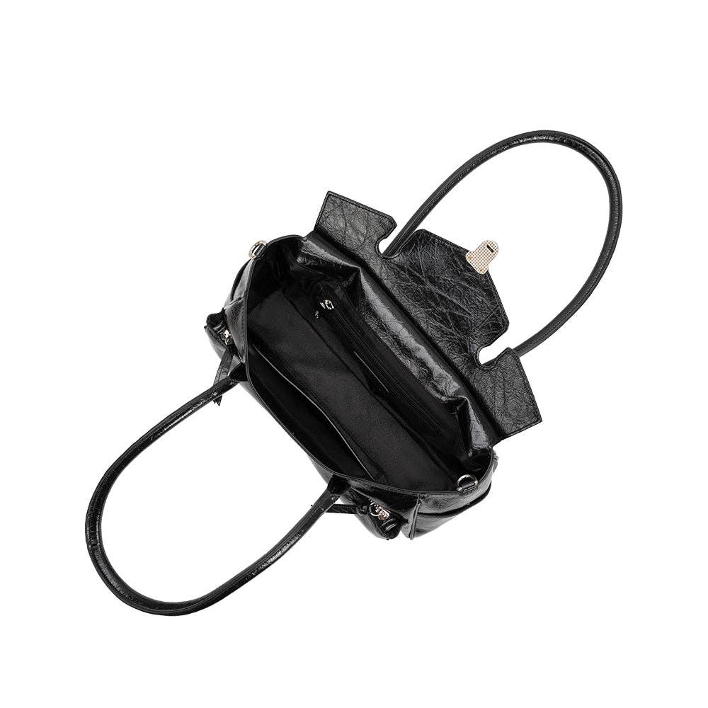 Ruthie Black Recycled Vegan Leather Shoulder Bag