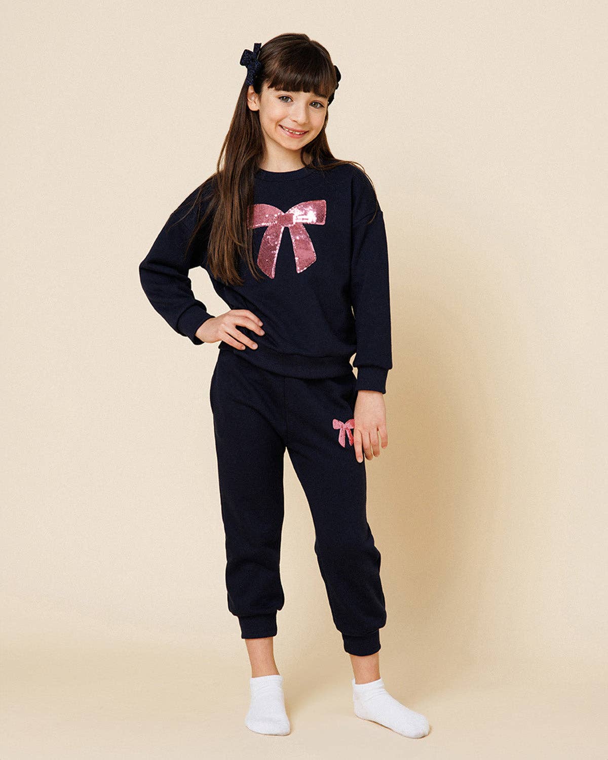 Lulu Bow Sweatshirt | Navy