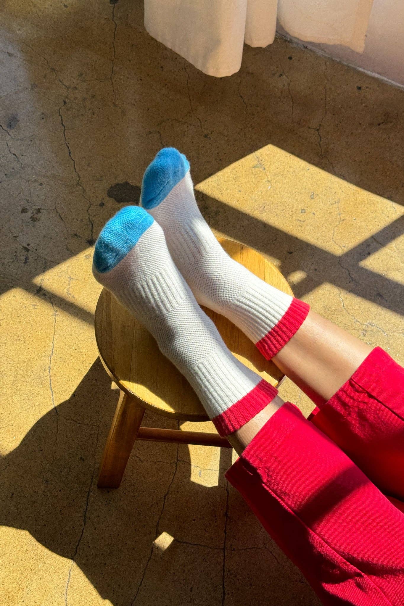 Color Block Girlfriend Socks in Blue Red