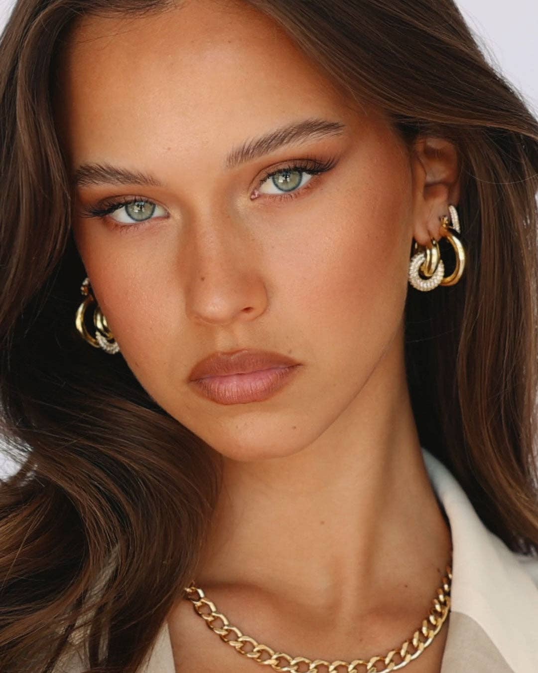 Pave Interlock Hoops
