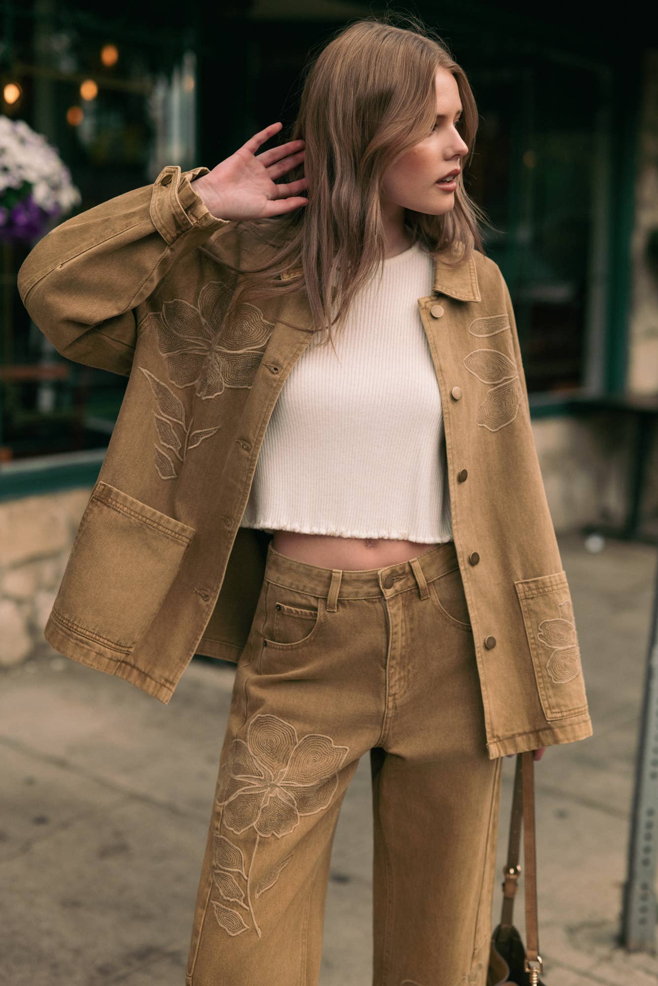 Oversized Embroidered Peony Jacket