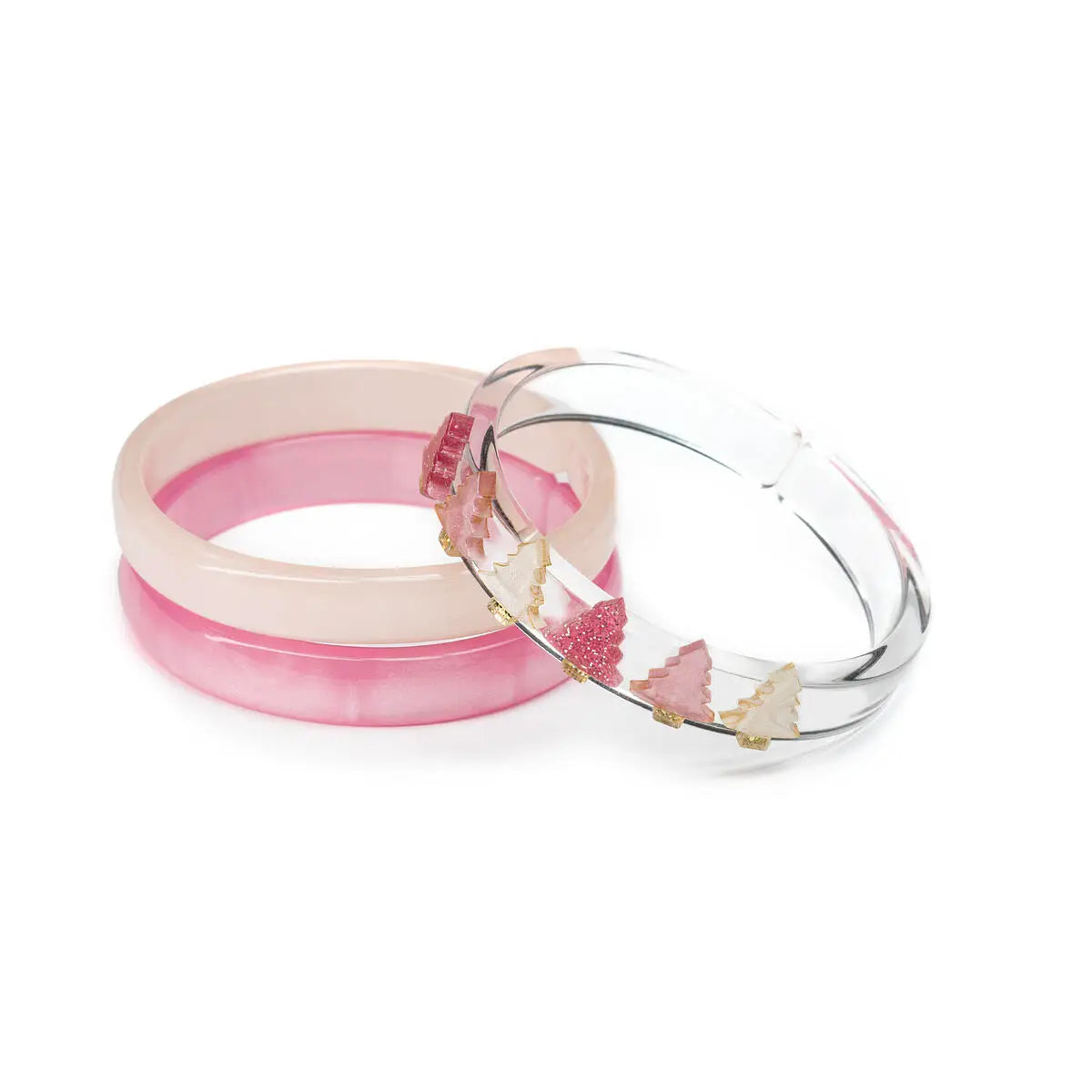 Pink Christmas Tree Bangle Set