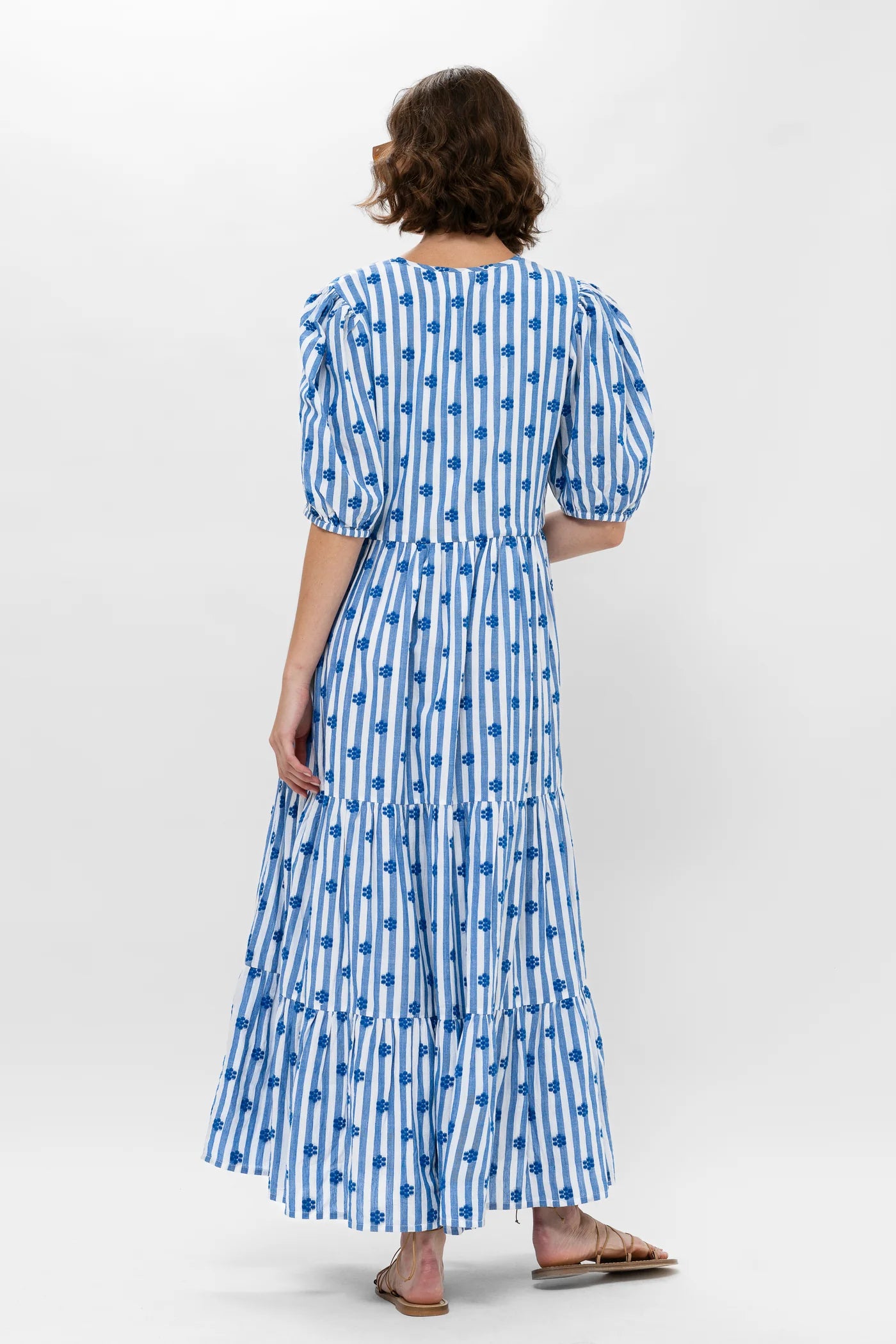 Puff Sleeve Maxi Dress in Capri Blue