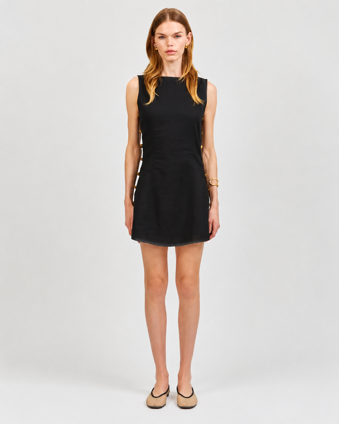 Linen Beaded Mini Dress