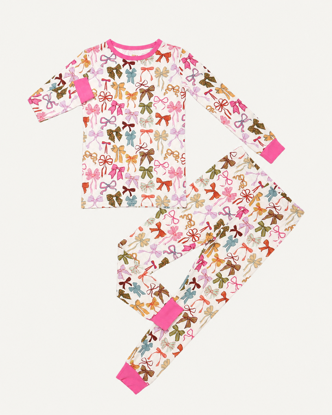 Bow Print Long Sleeve Pajama Set