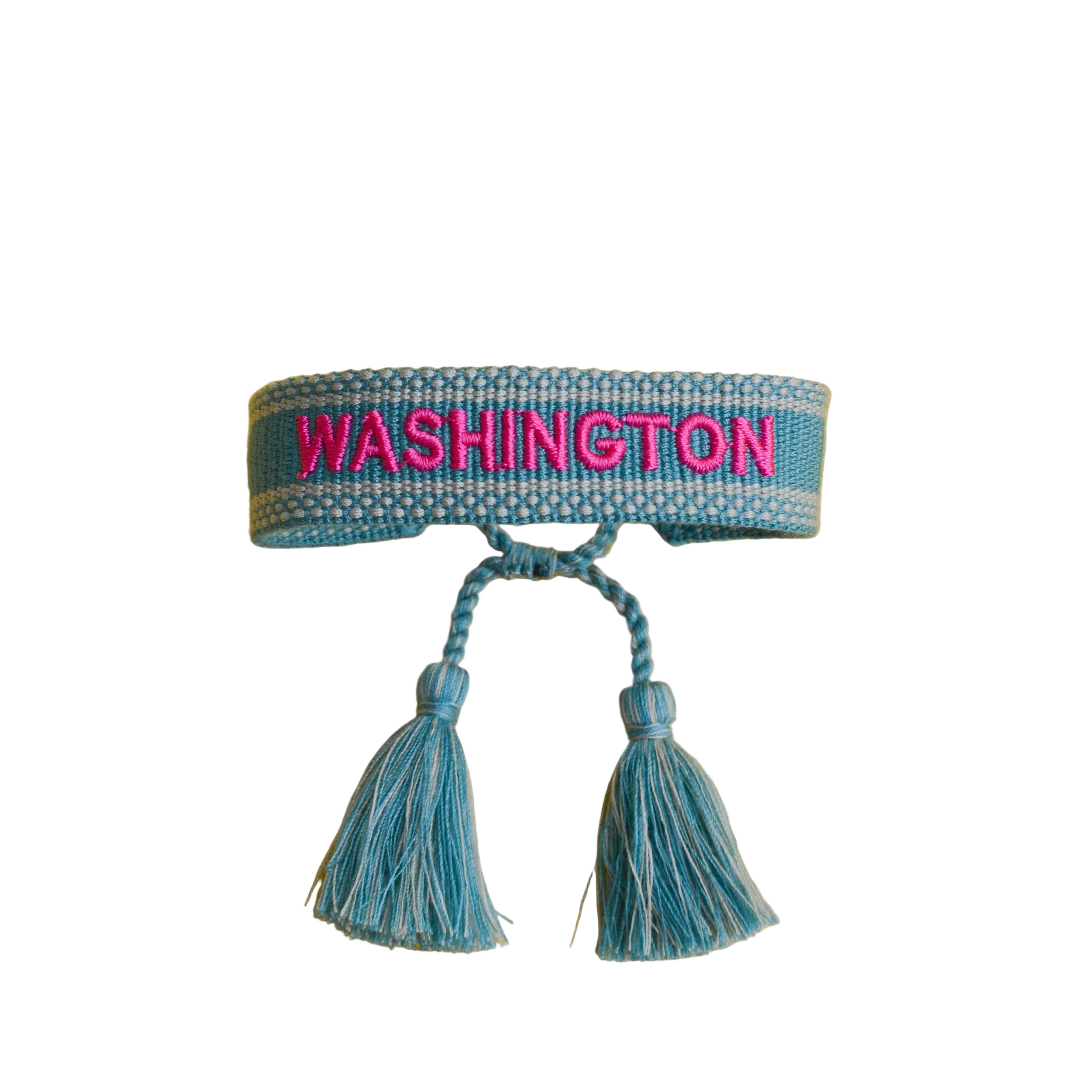 Washington Woven Bracelet | Teal and Hot Pink