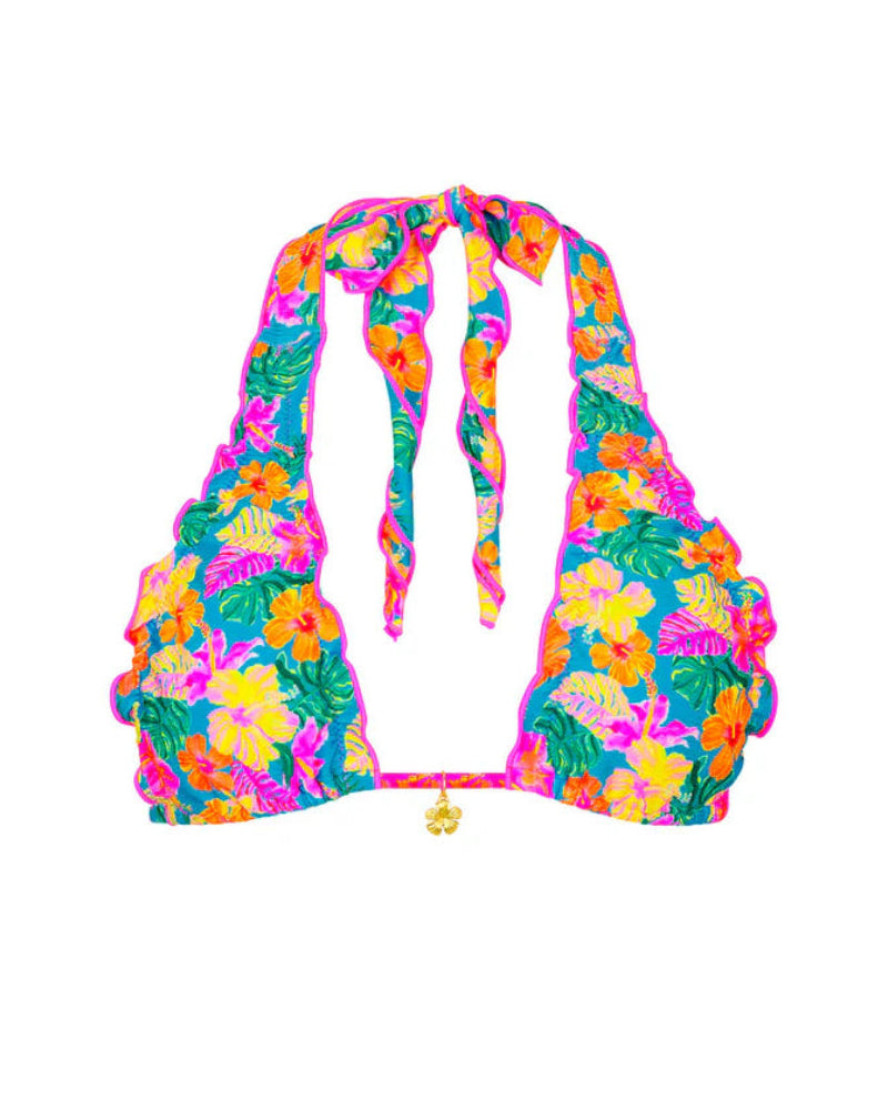 Lettuce Edge Halter Bikini Top | Paradise Pop