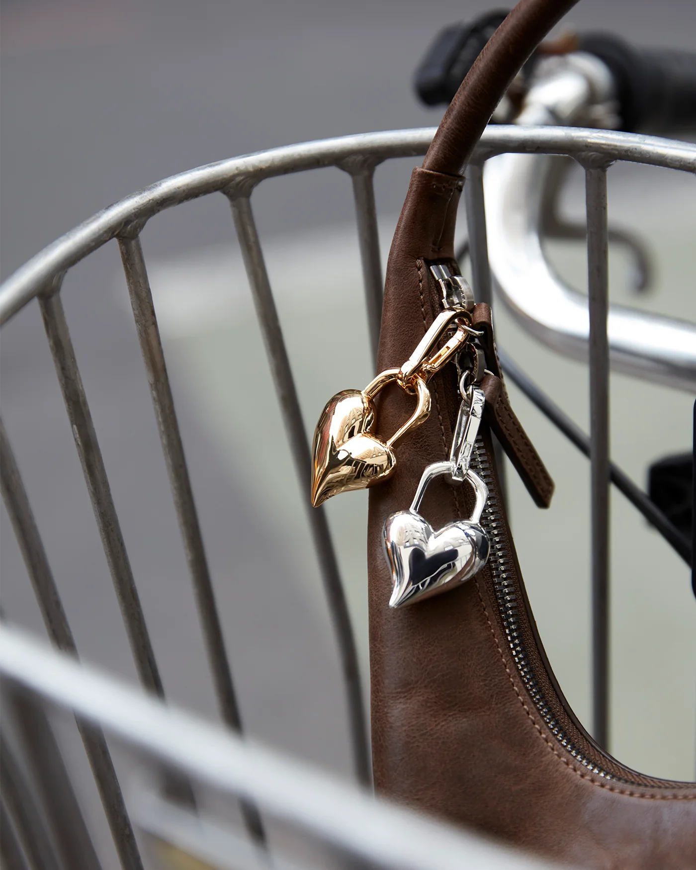 Padlock Heart Bag Charm | Gold
