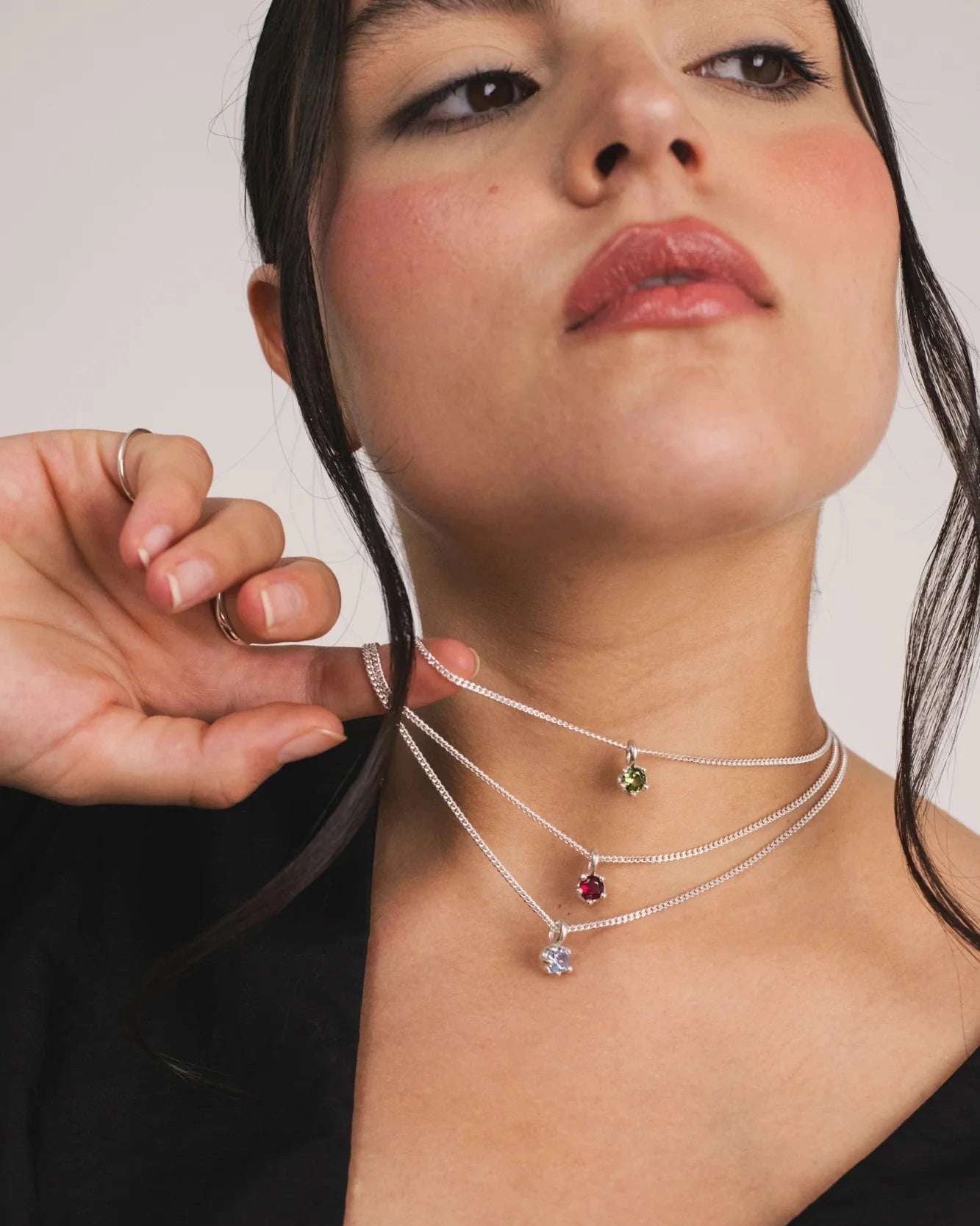 Silver Birthstone Necklace