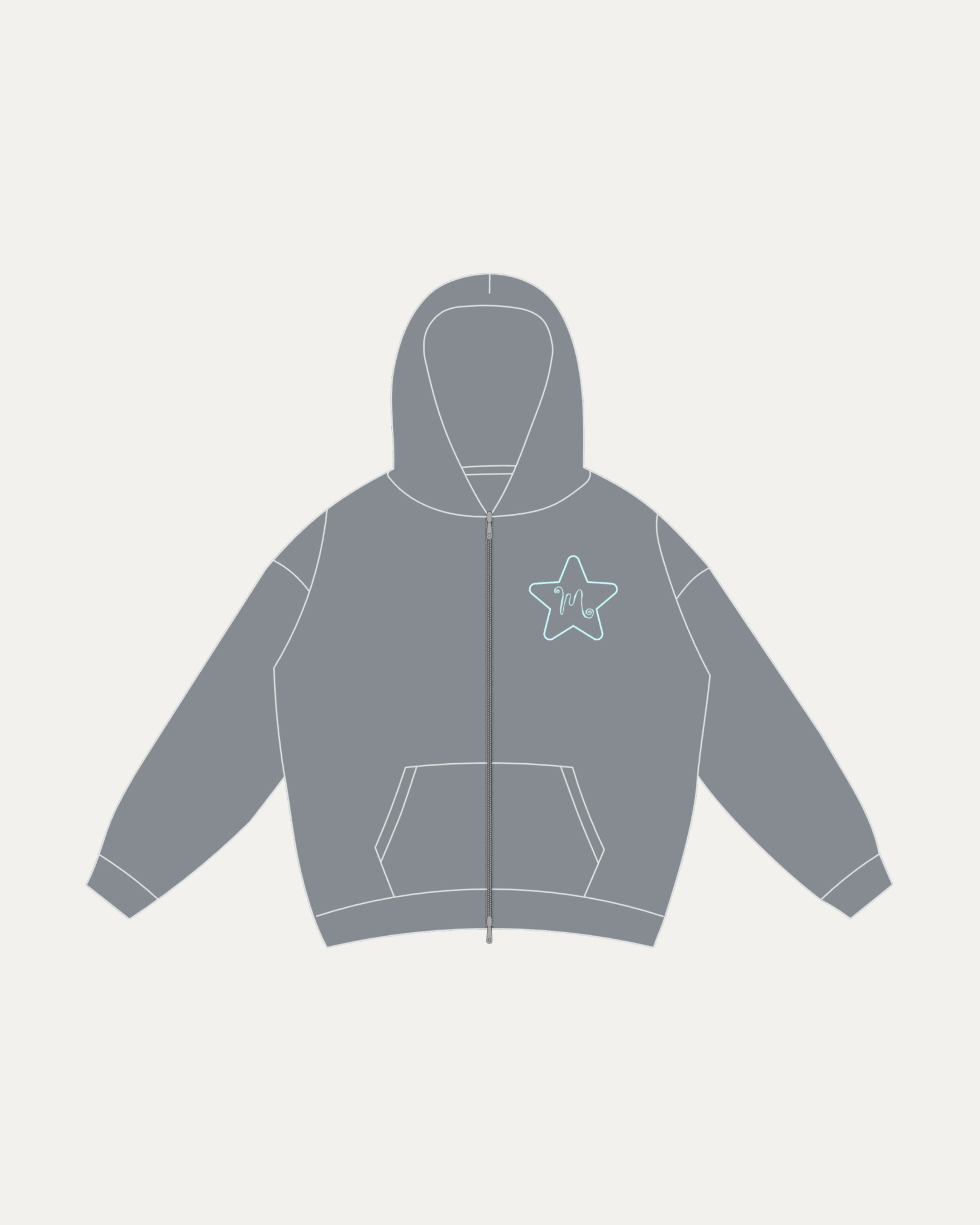 Type Study Zip Hoodie | Charcoal Aquamarine