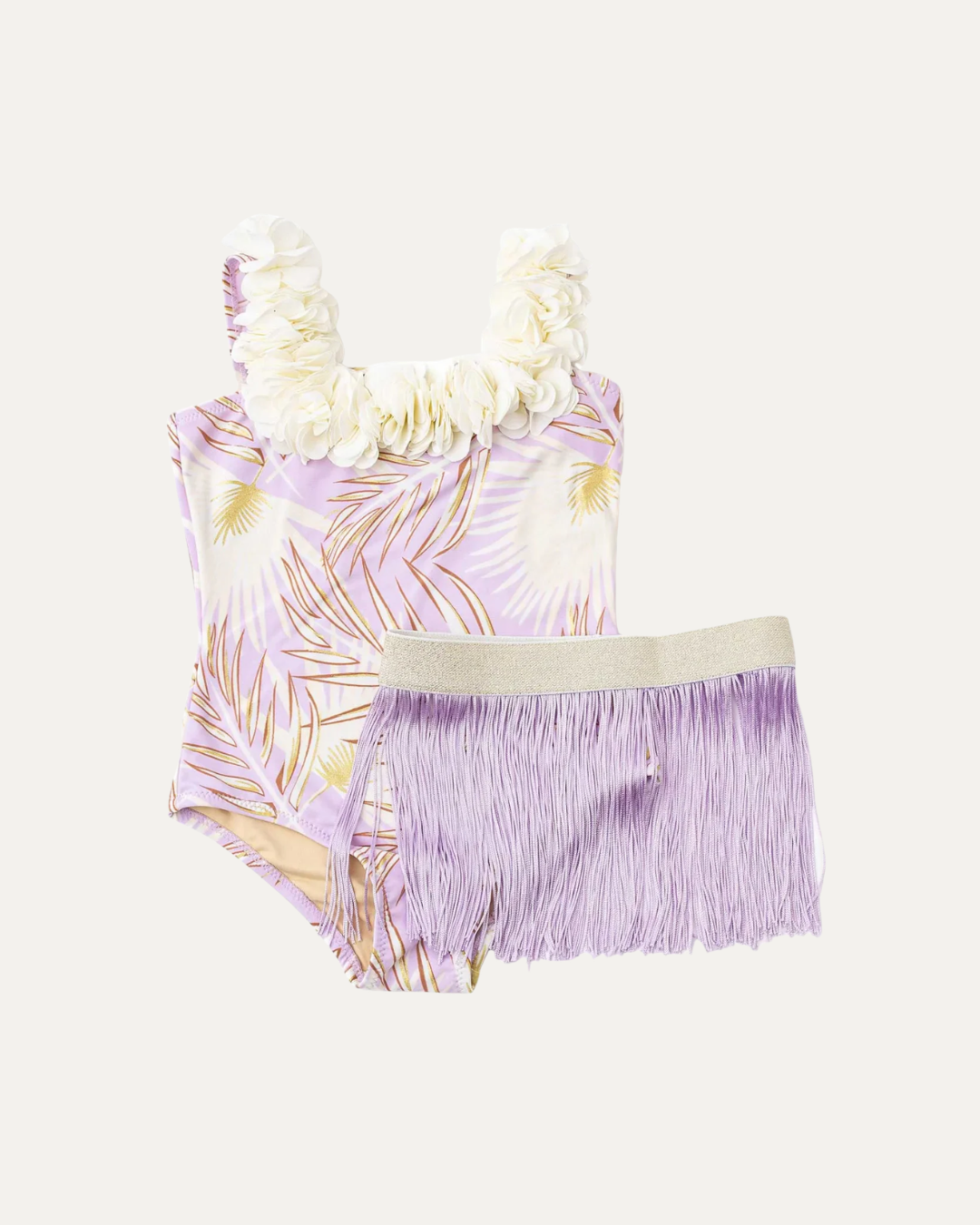 Girls Hula One Piece & Skirt Swim Set | Purple Metallic