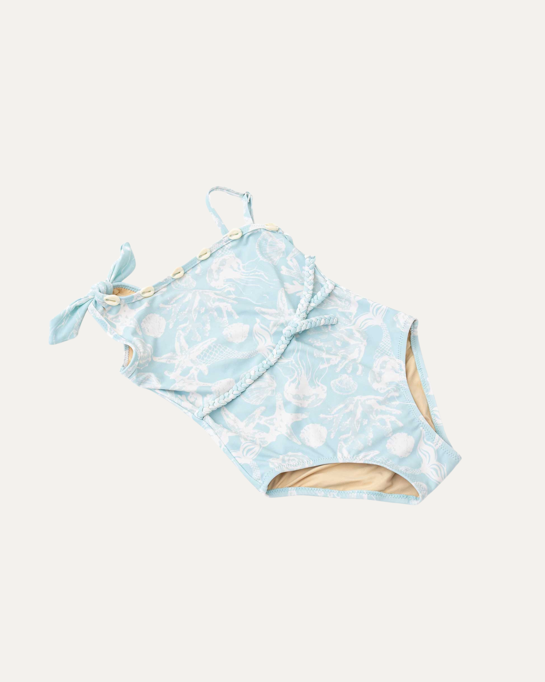 One Shoulder Shell Trim One Piece Swimsuit