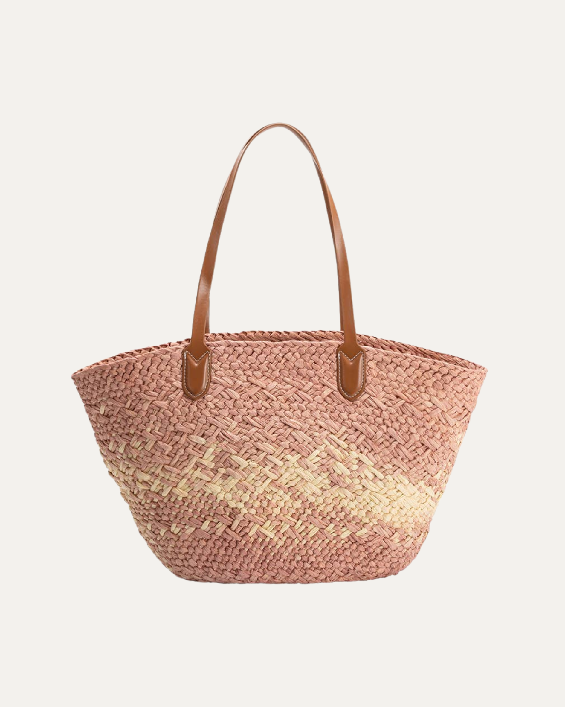Sunset Blush Straw Tote Bag