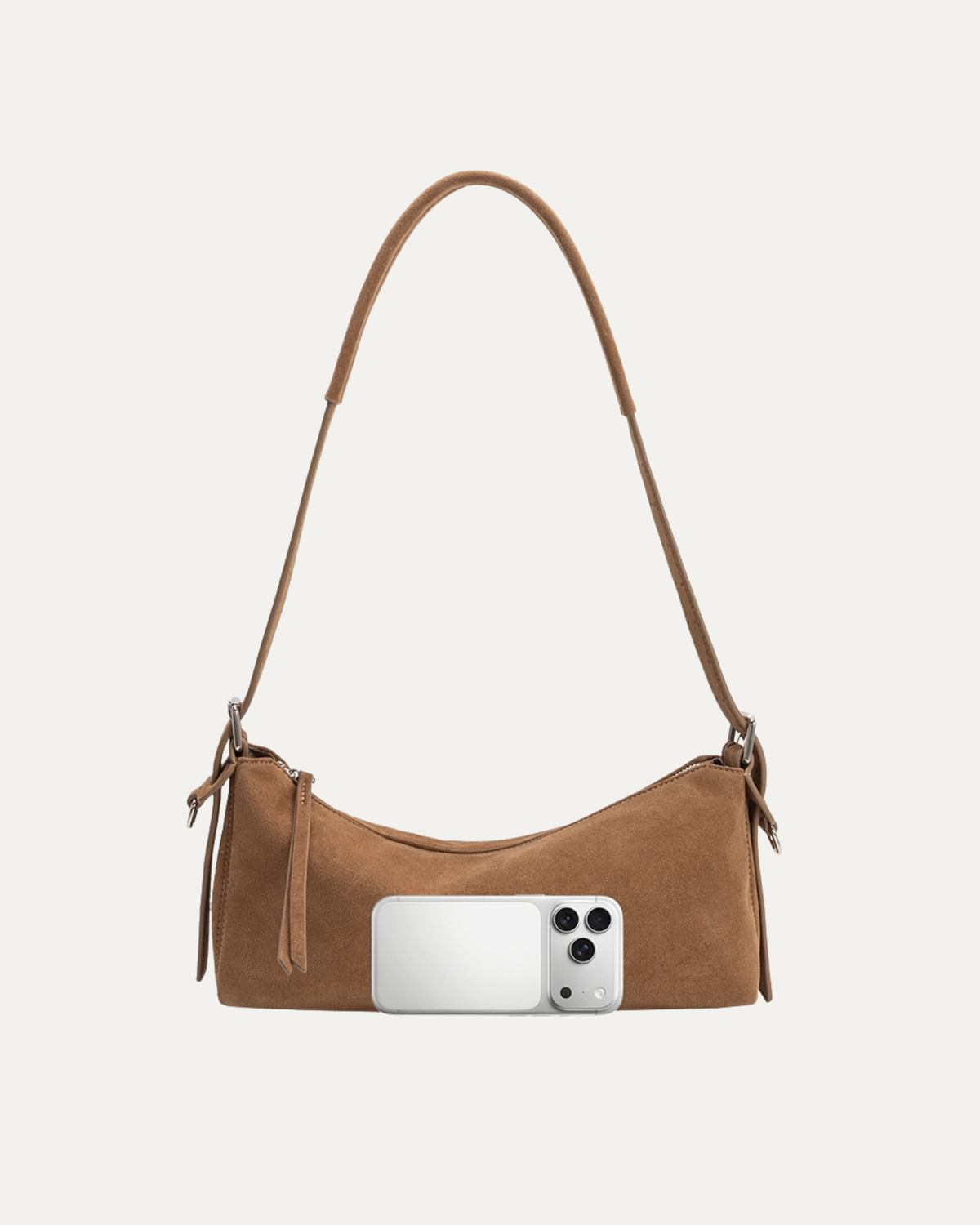 Valeria Camel Suede Shoulder Bag