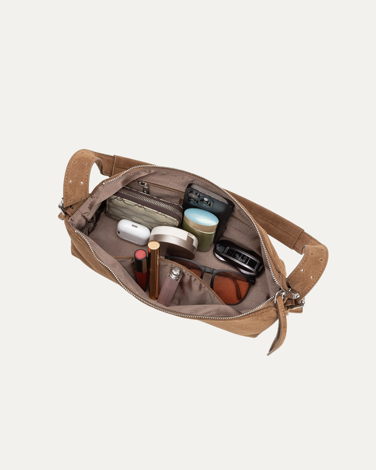Valeria Camel Suede Shoulder Bag