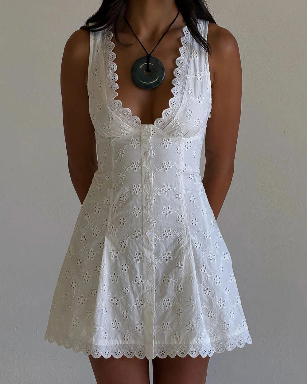 Farm Eyelet Mini Dress | Salt Air Eyelet